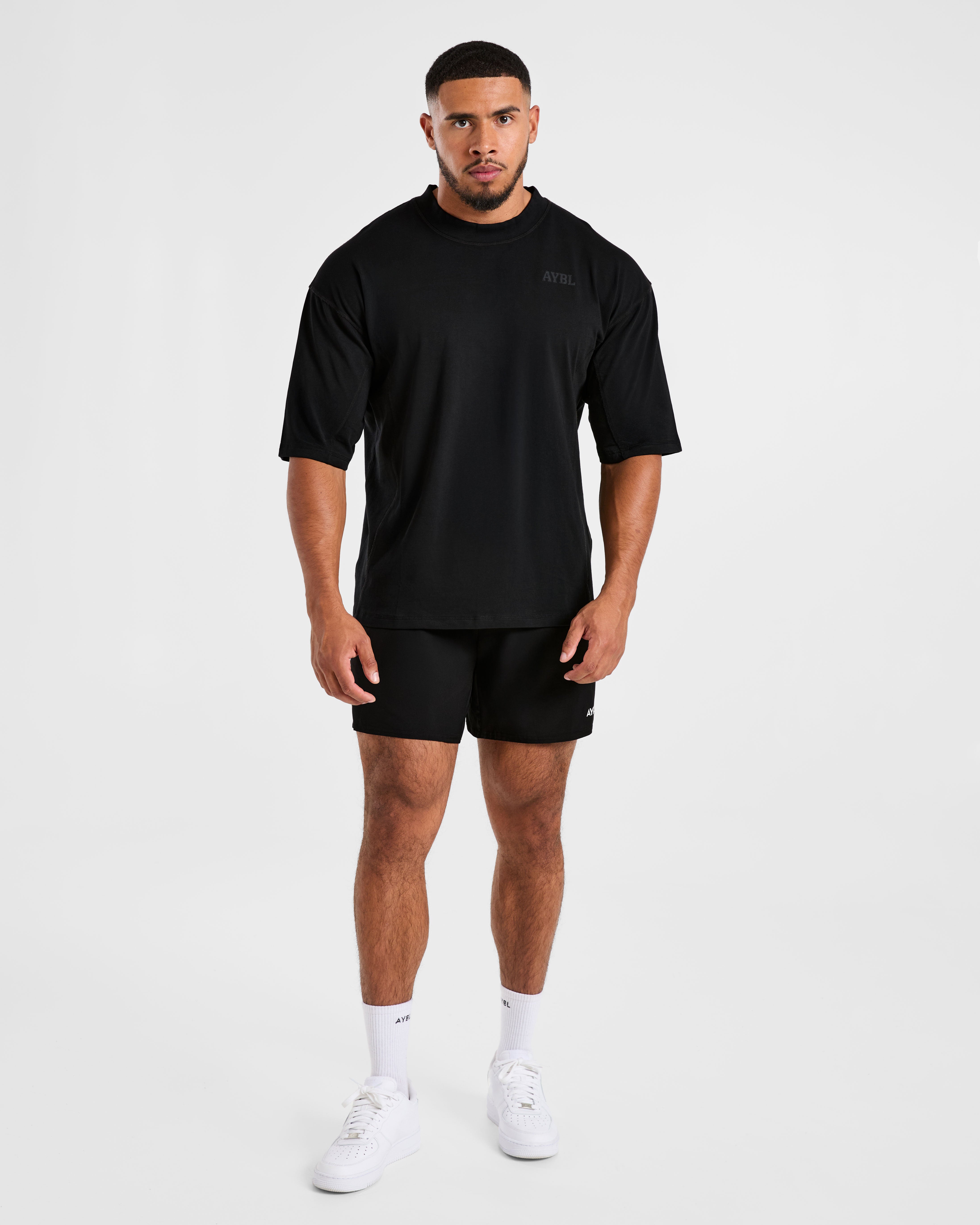 Lift Club Distressed Oversized T Shirt - Zwart/Charcoal