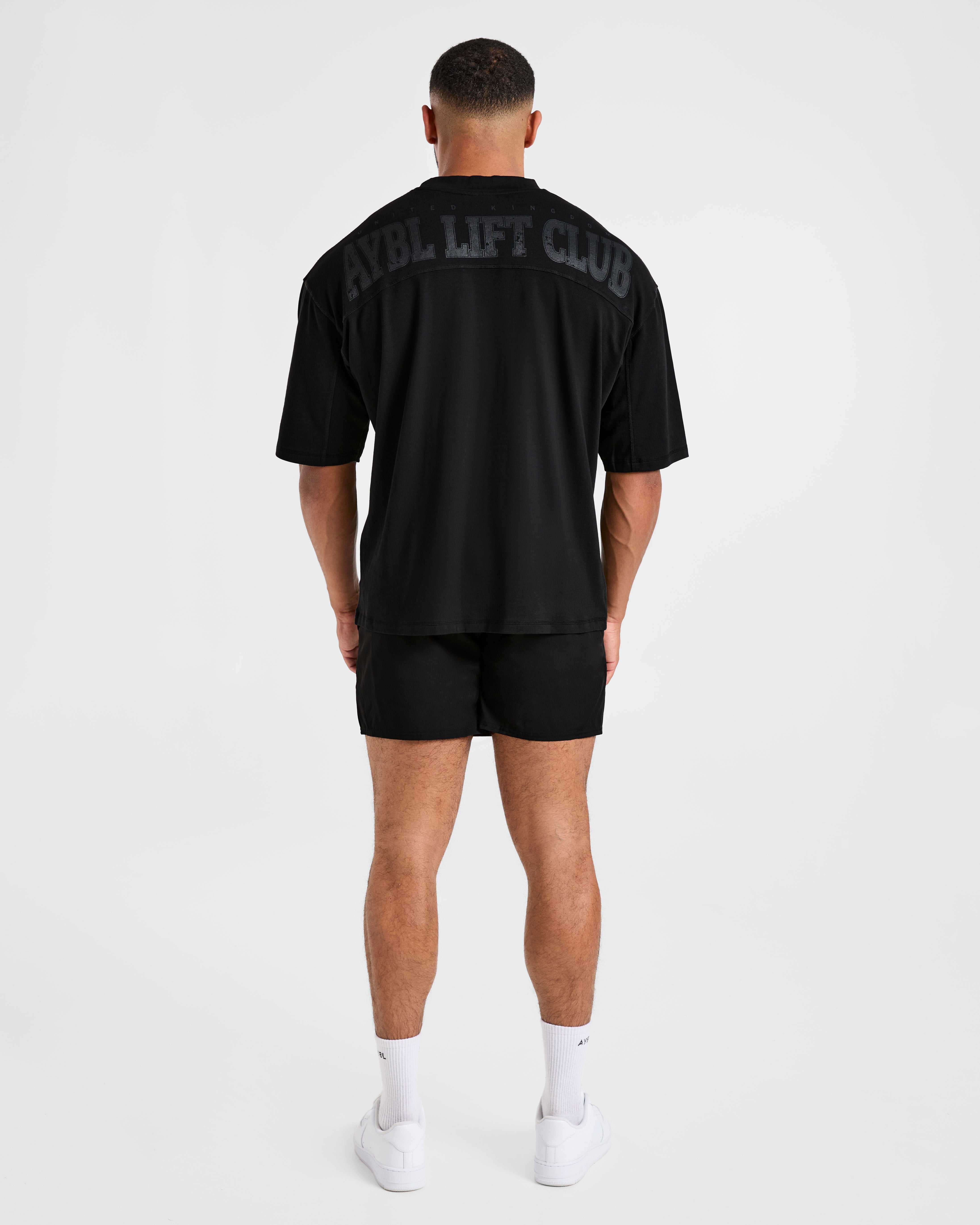 Lift Club Distressed Oversized T Shirt - Zwart/Charcoal