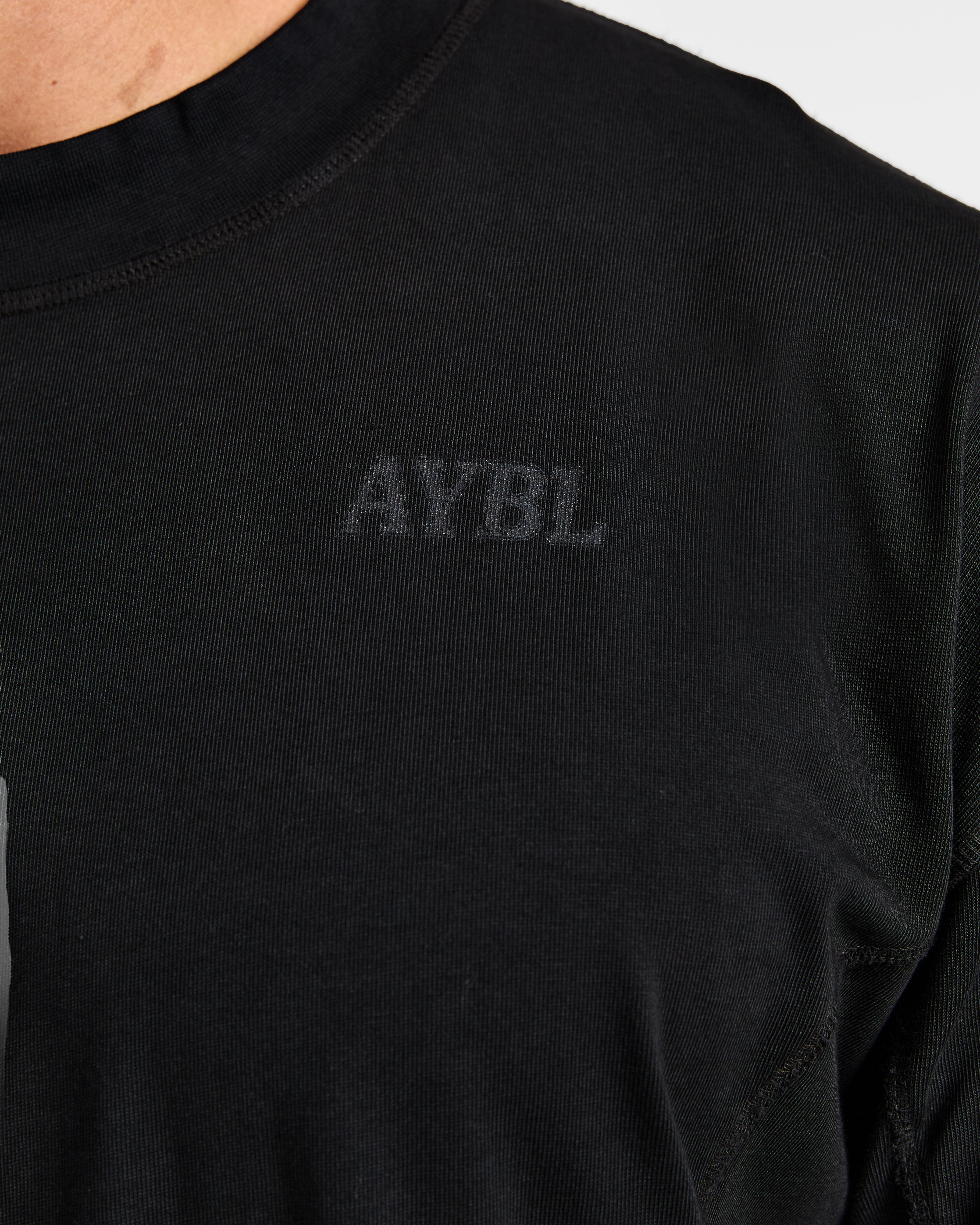 Lift Club Distressed Oversized T Shirt - Zwart/Charcoal