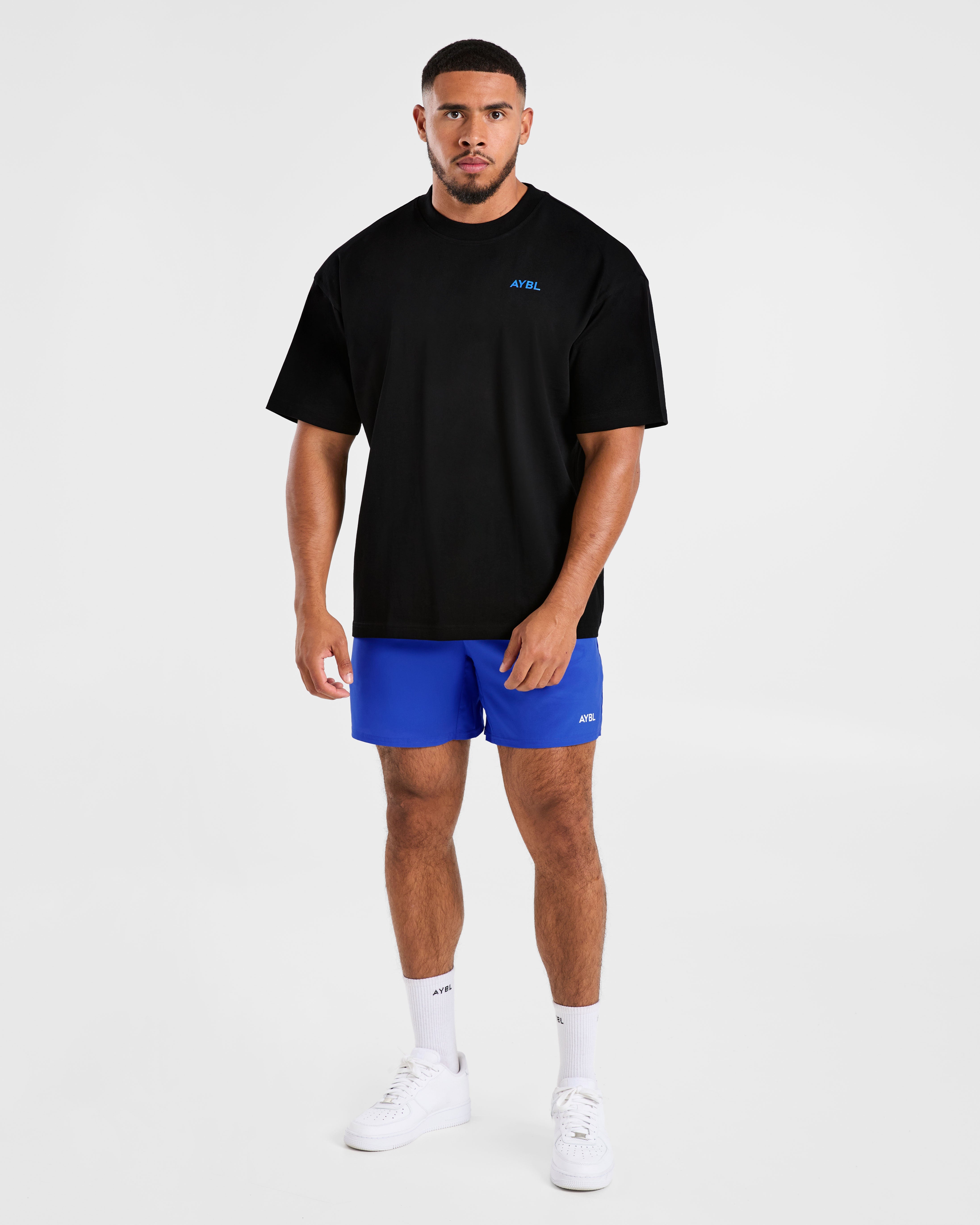 Essential Oversized T Shirt - Zwart/Cobalt