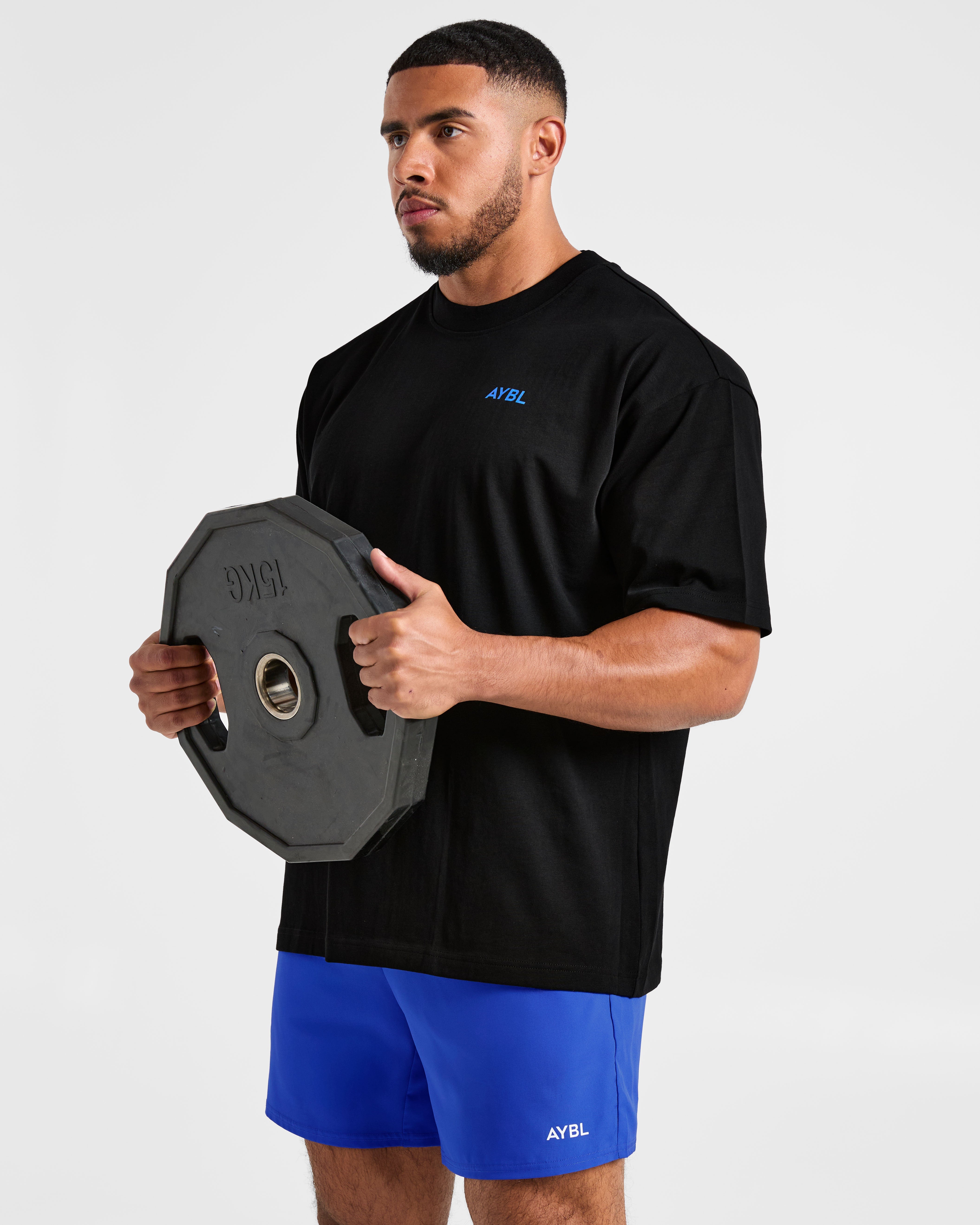 Essential Oversized T Shirt - Zwart/Cobalt