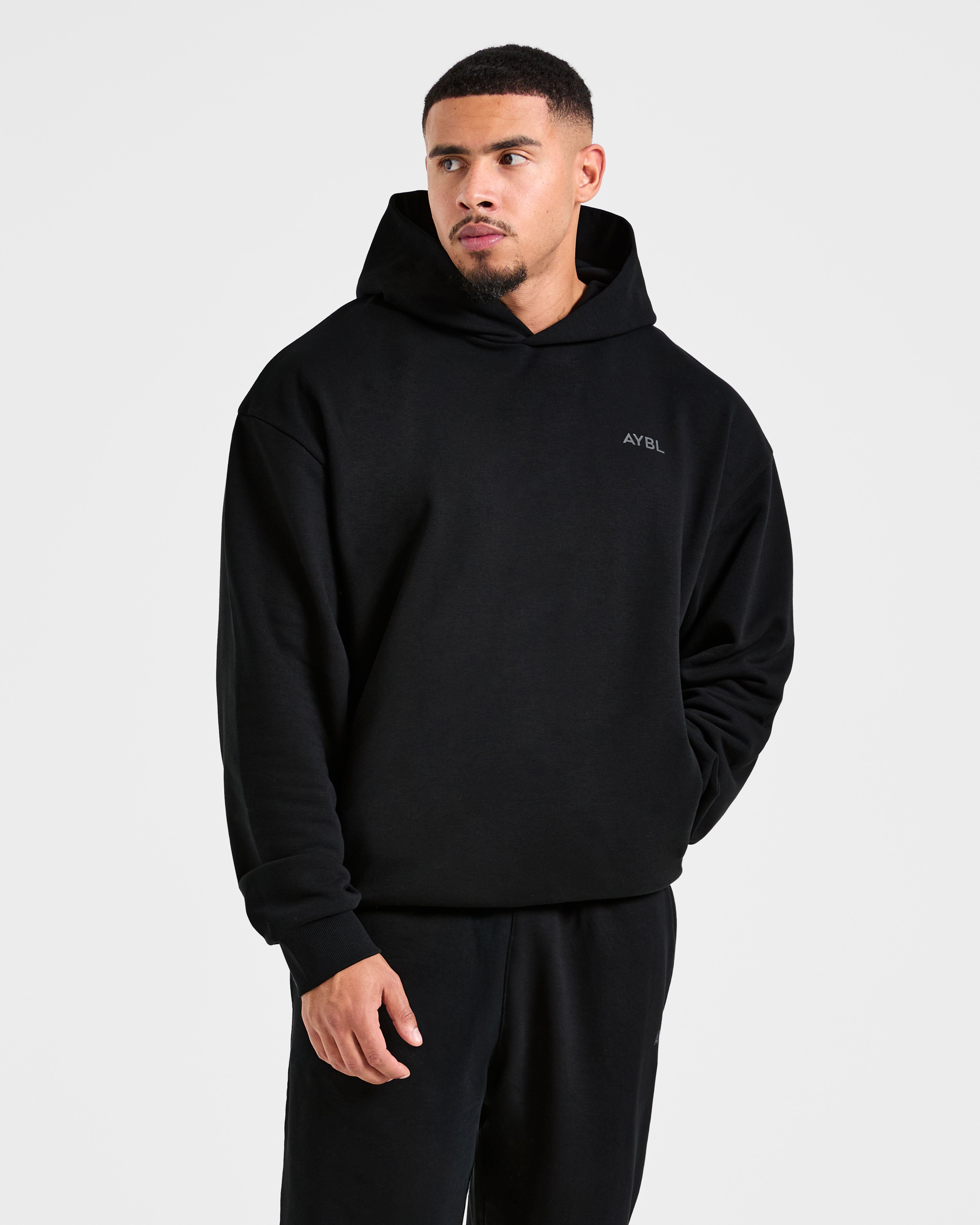 Essential Oversized Graphic Hoodie - Zwart