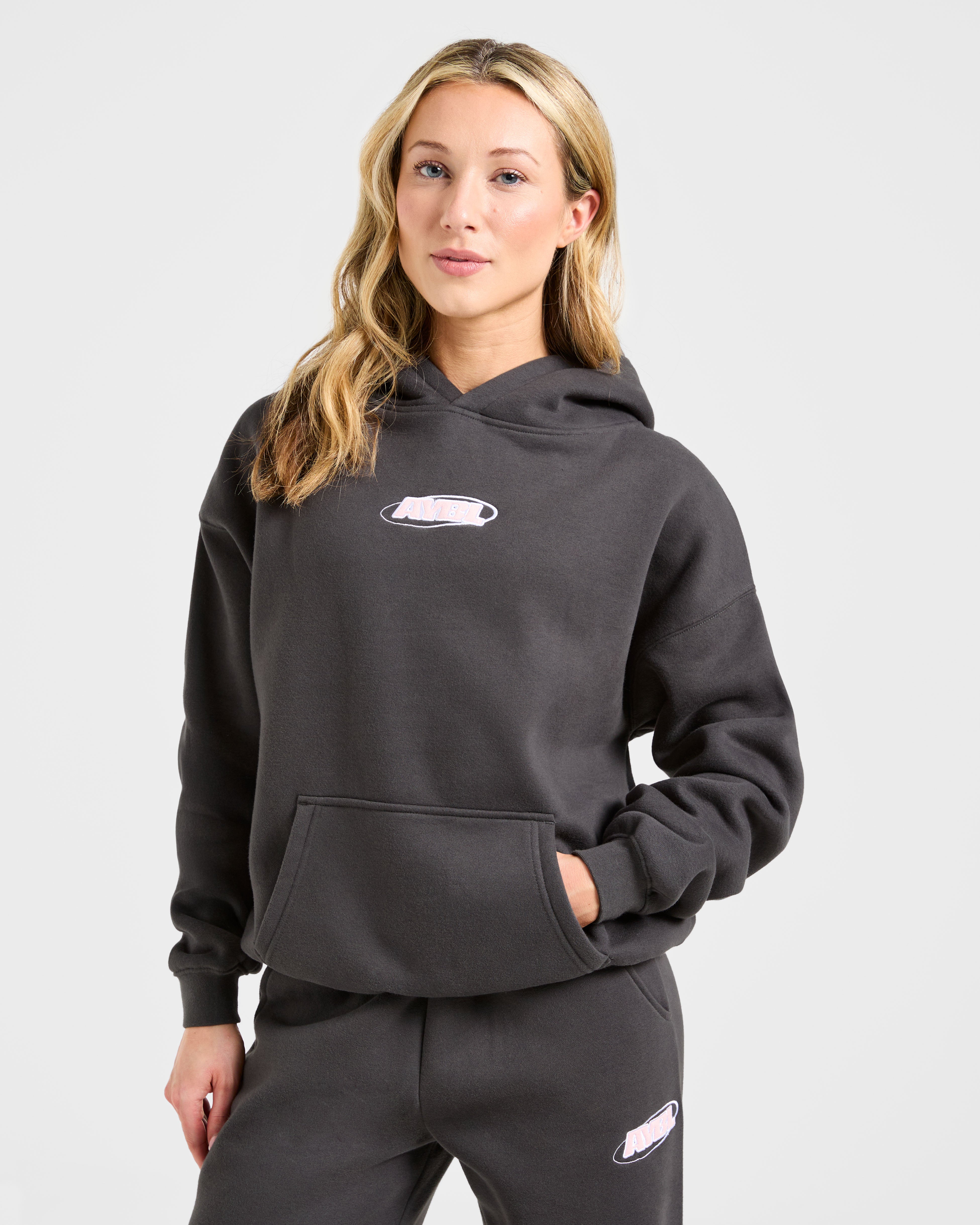 Sports Essentials Oversized Hoodie - Charcoal/Roze