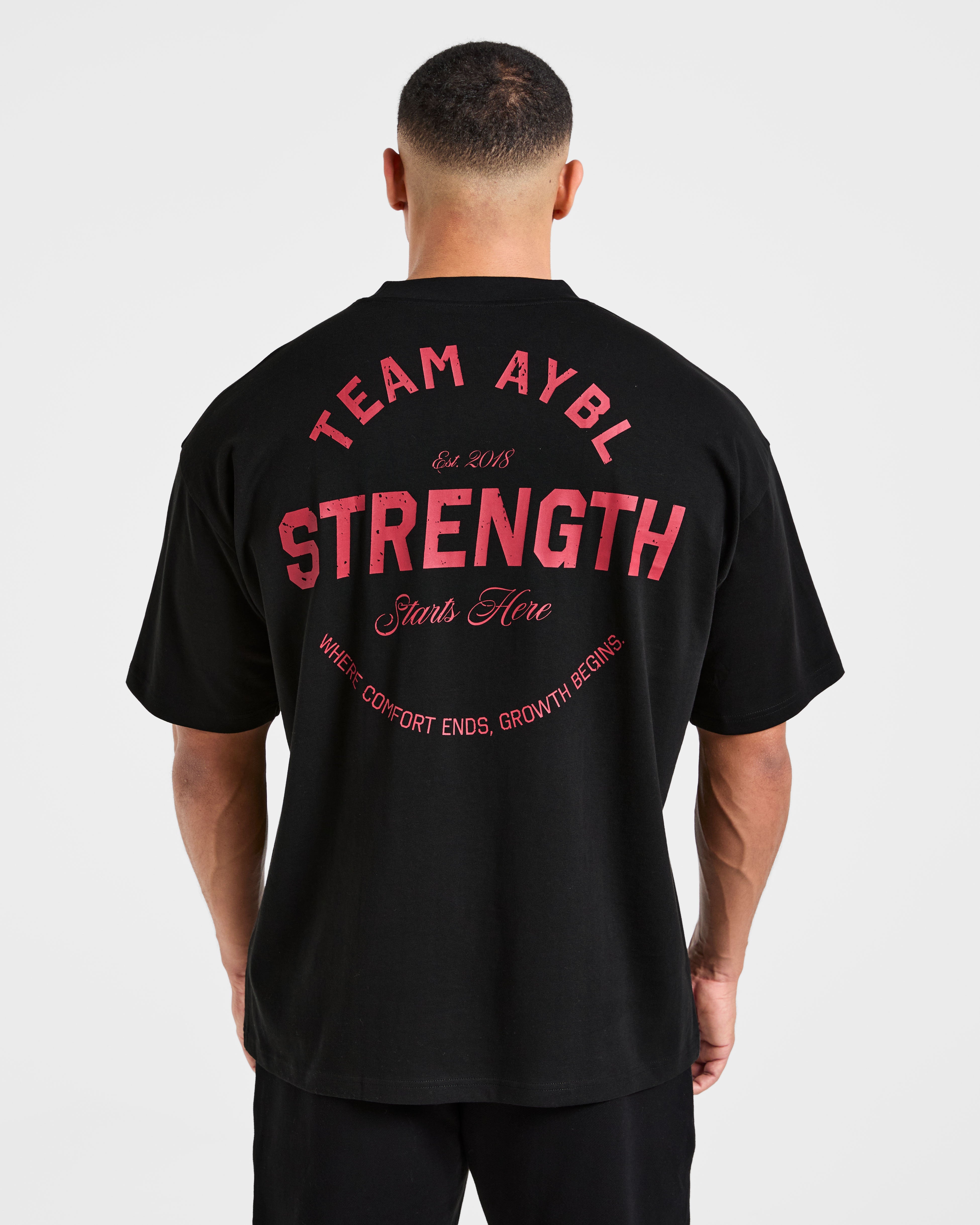 Cam Kissel x Strength Starts Here Oversized T Shirt - Zwart/Rood