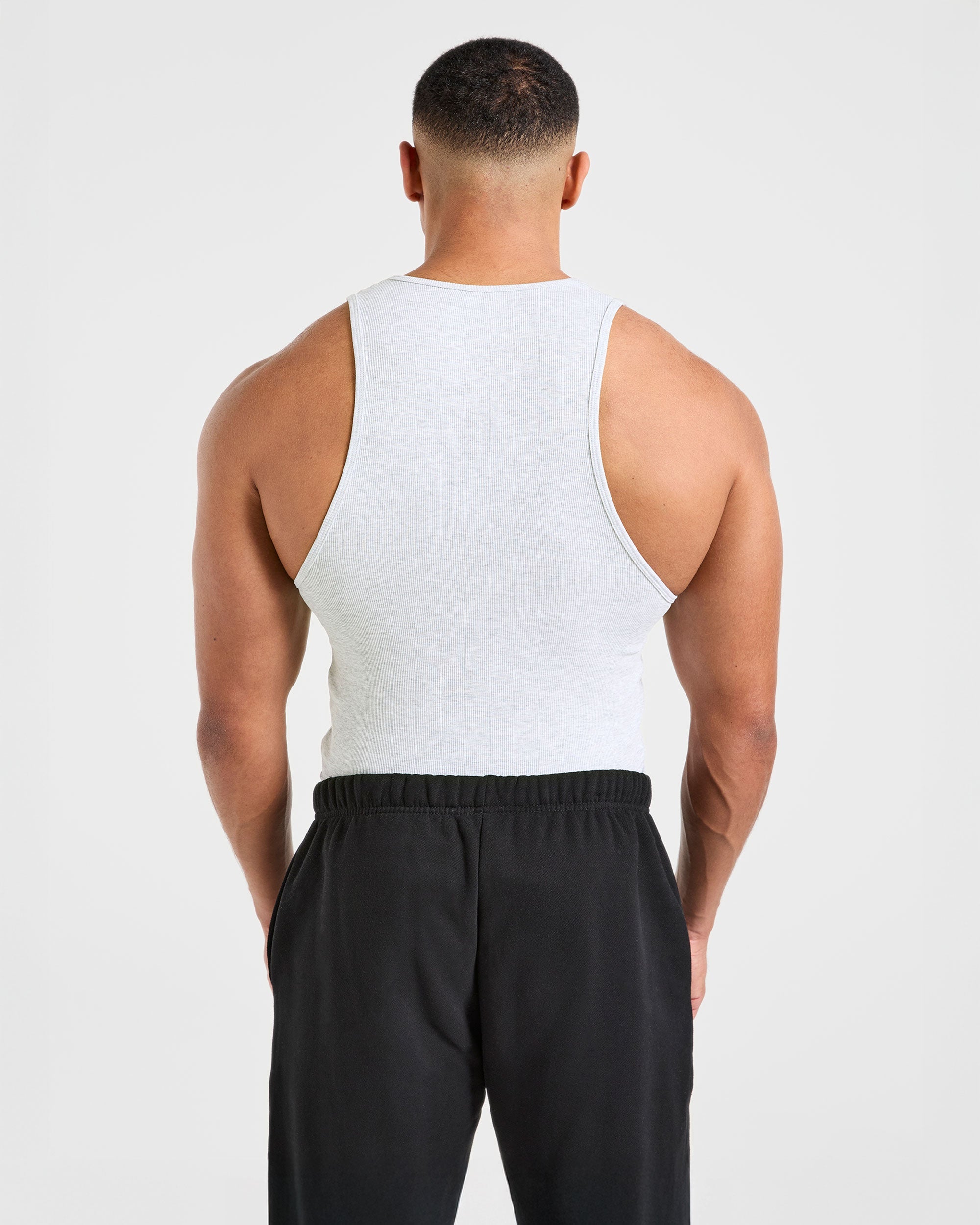 Muscle Ribbed Tank - Licht Grijs Marl