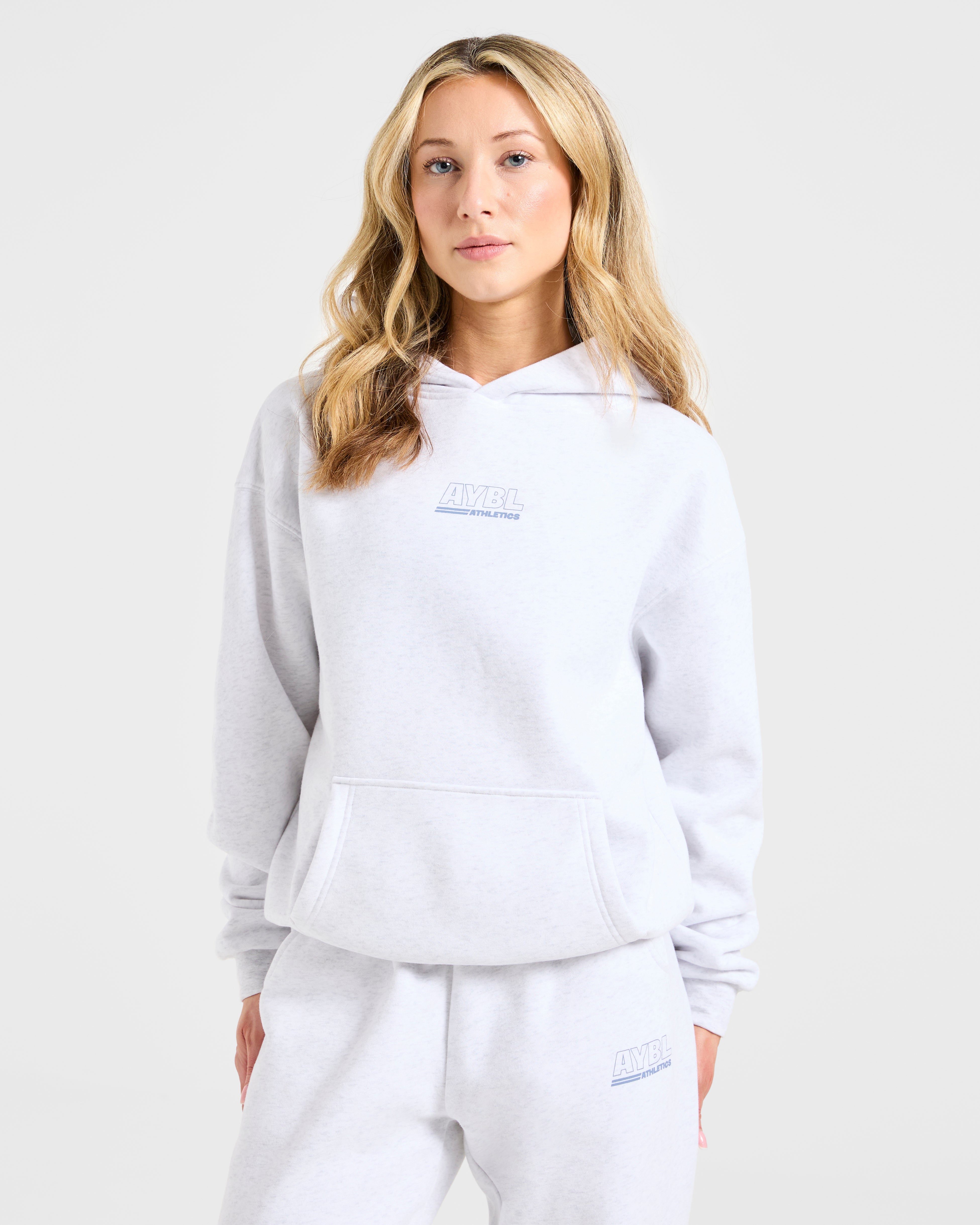 Athletics Track Oversized Hoodie - Heather Grijs/Slate Blauw