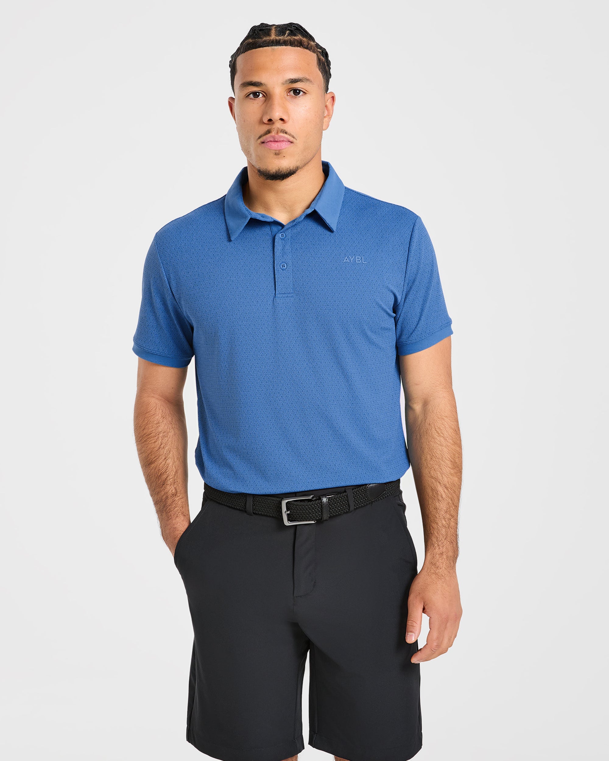 Precision Geometric Polo - Ocean Blauw