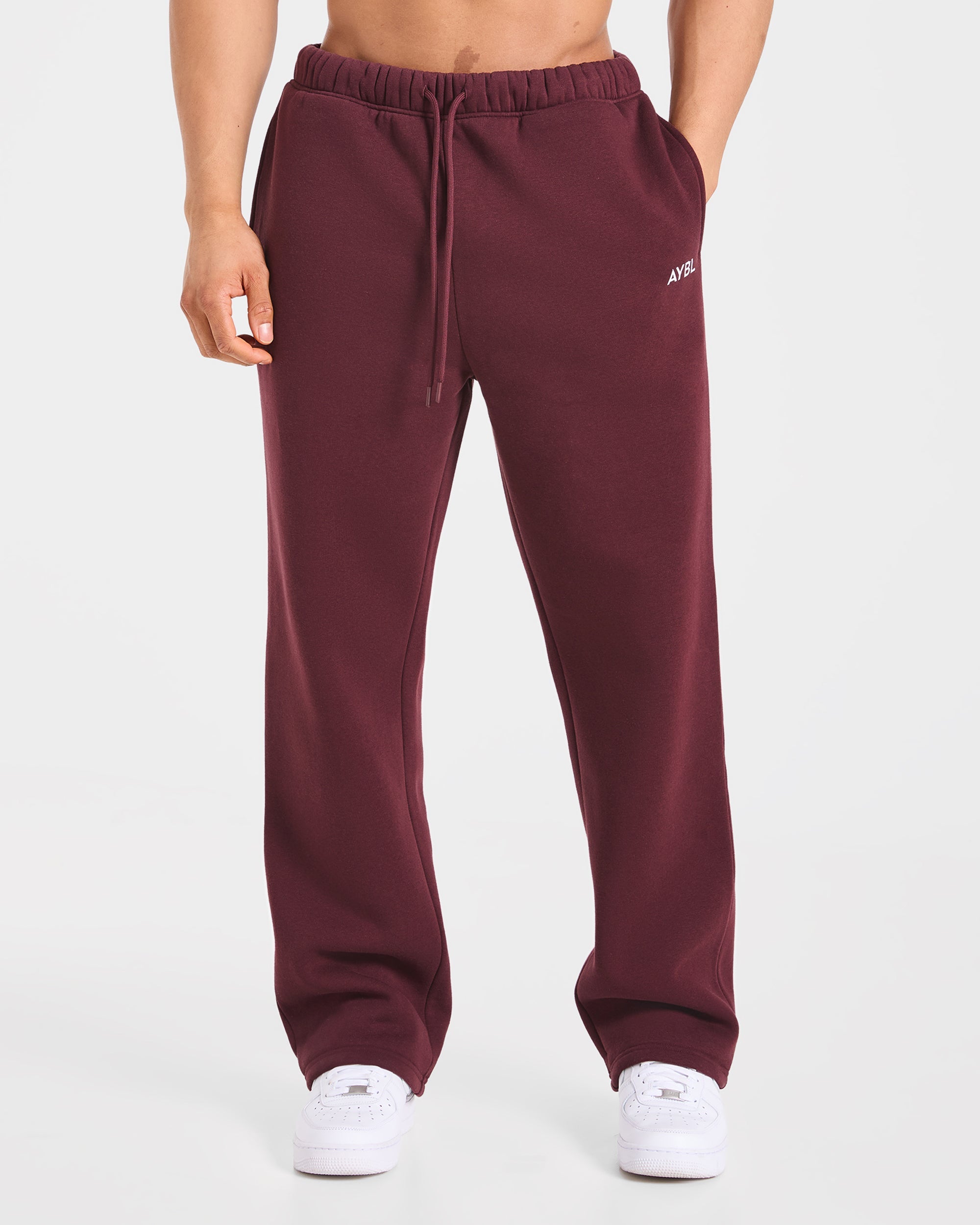 Essential Oversized Straight Leg Joggers - Burgundy Rood