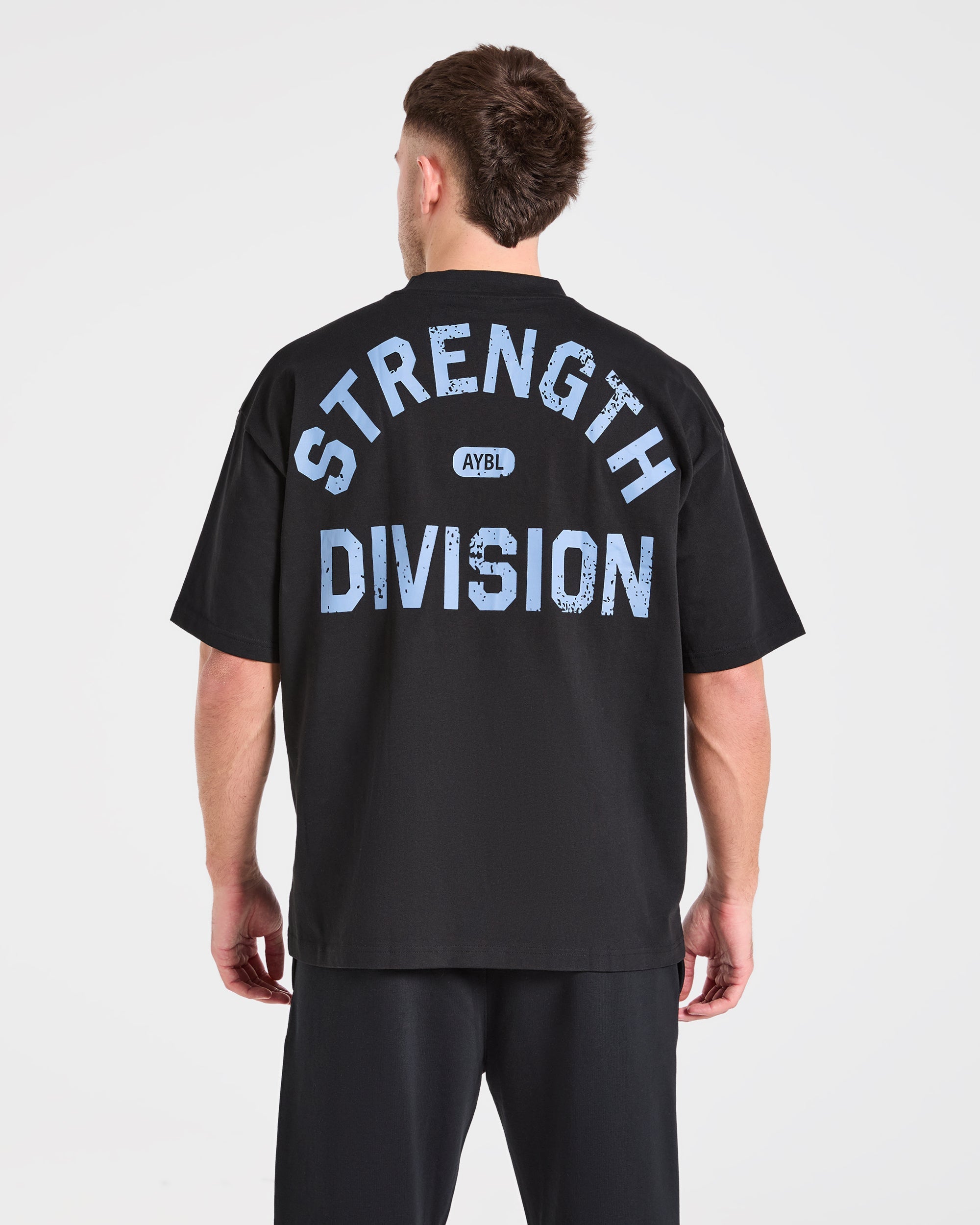 Strength Division Oversized T Shirt - Zwart/Blauw