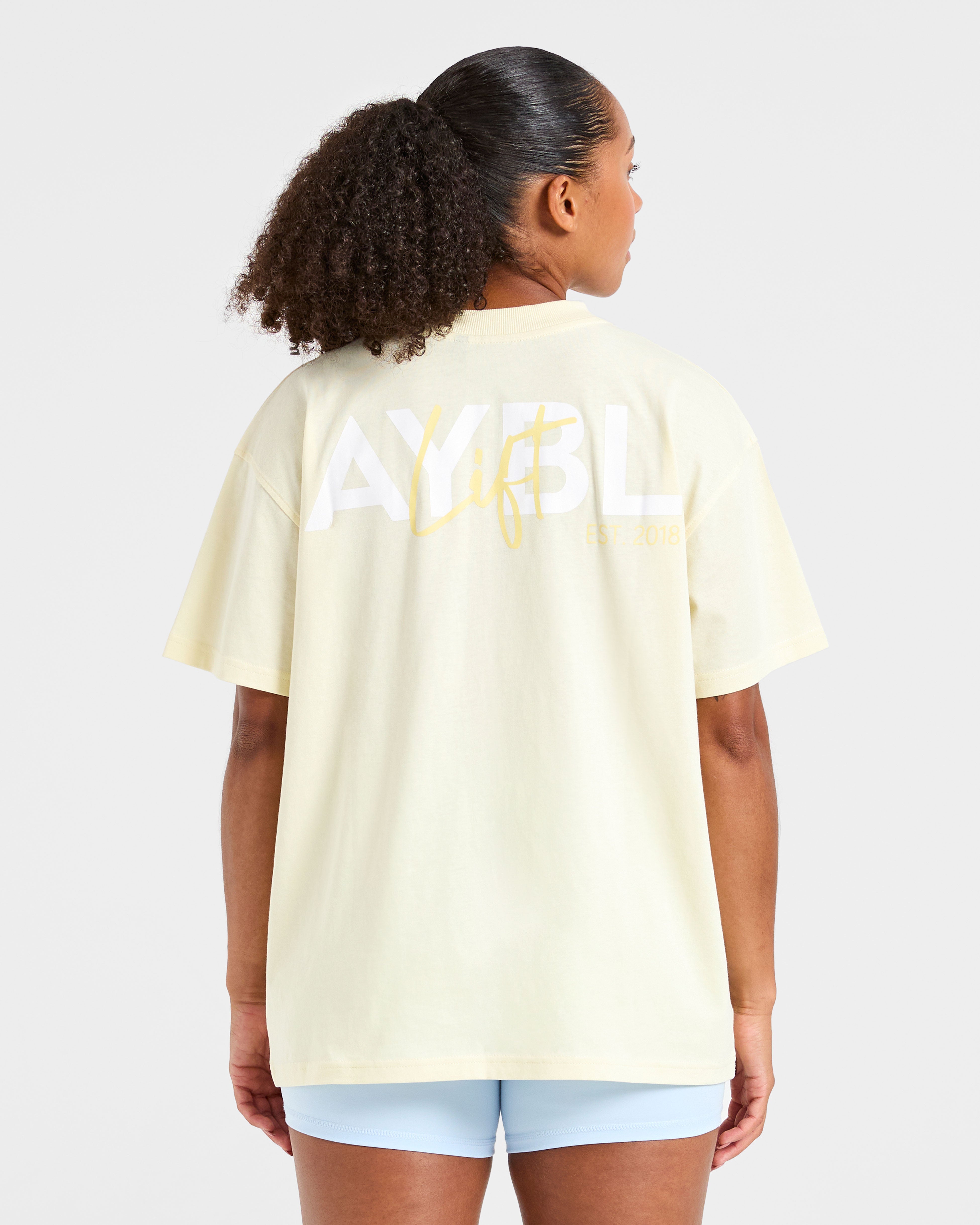 Lift Graphic Oversized T Shirt - Lemon Geel