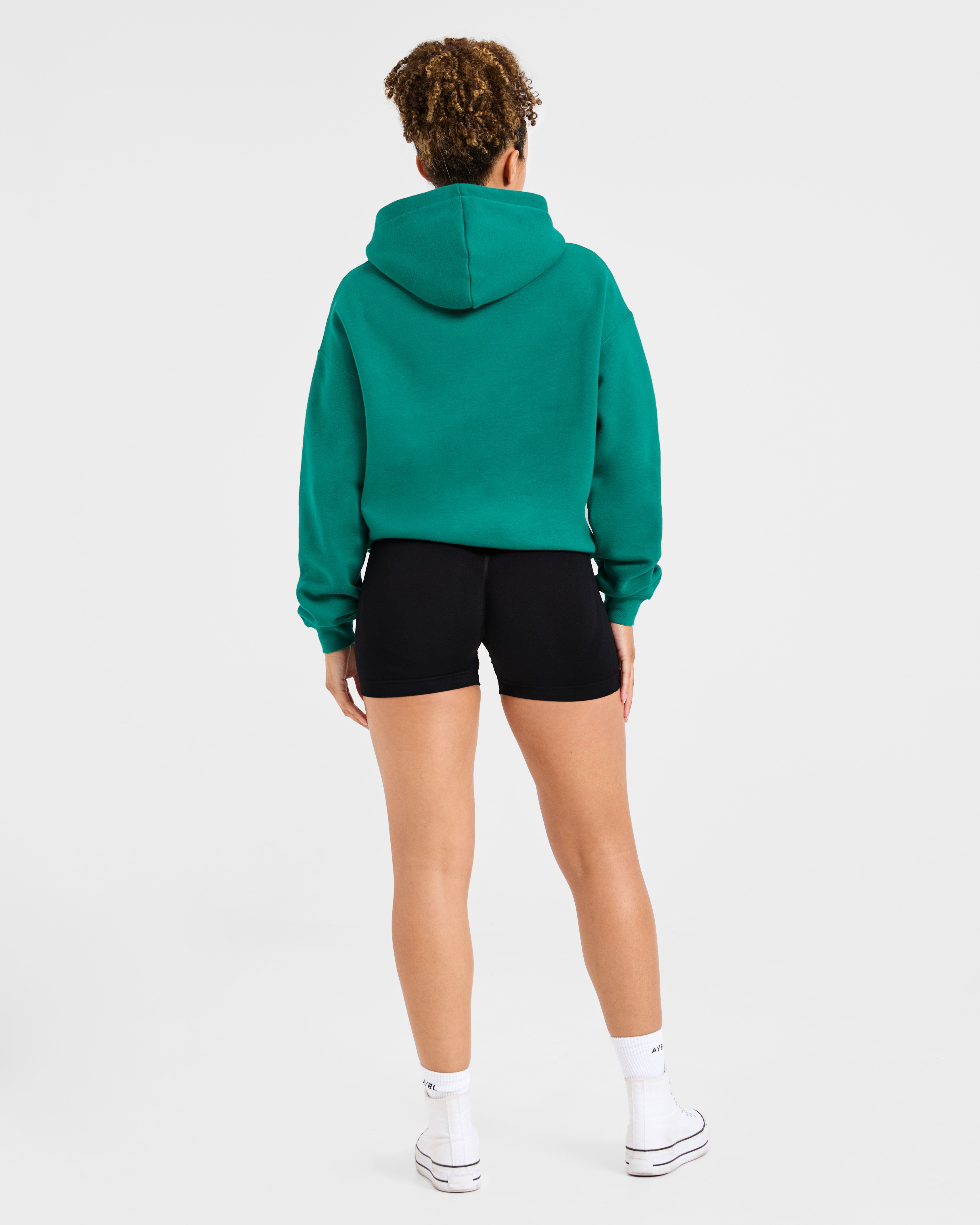Script Embroidered Oversized Hoodie - Sports Groen