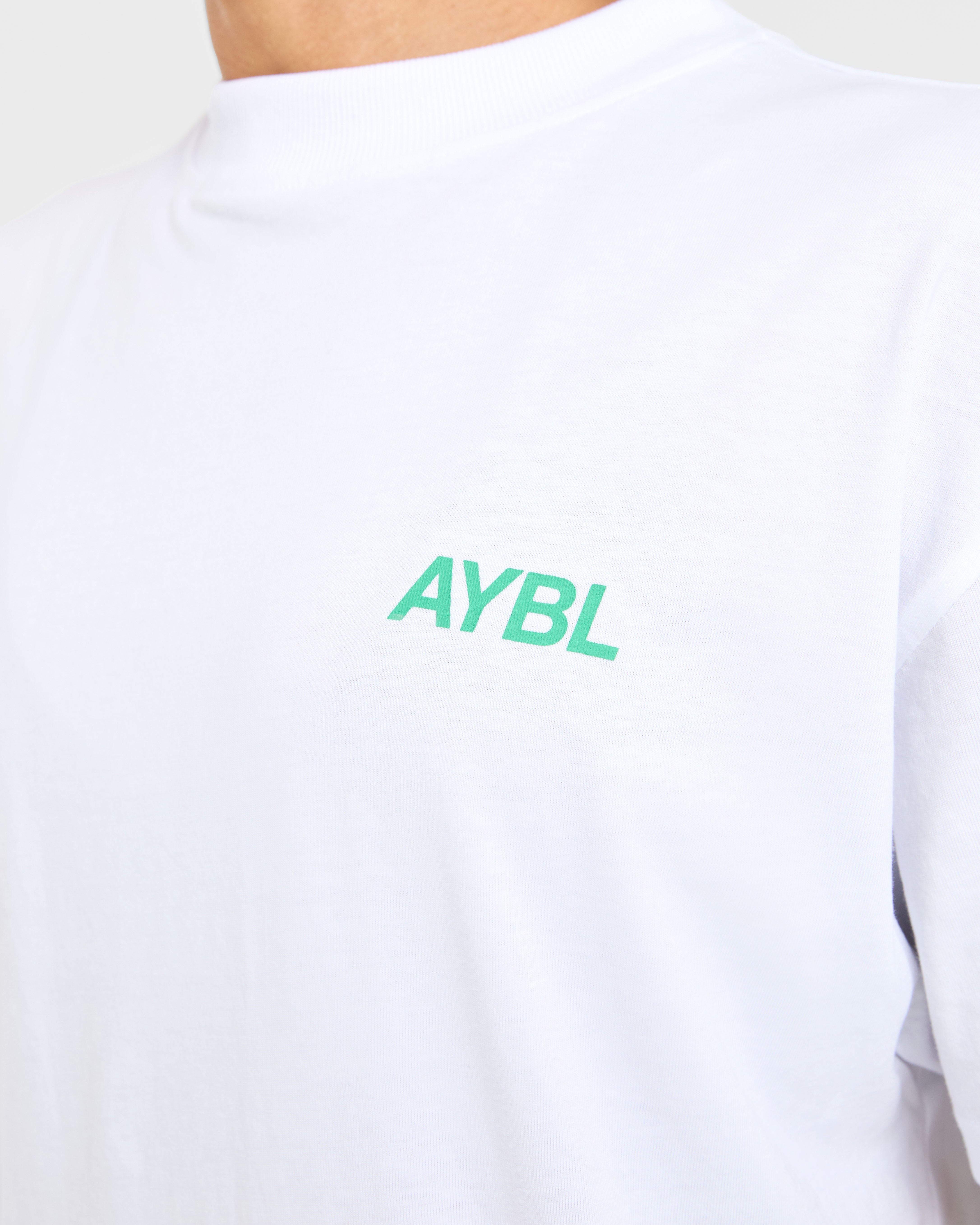 AYBL Sports Club Oversized T Shirt - Wit/Racing Groen