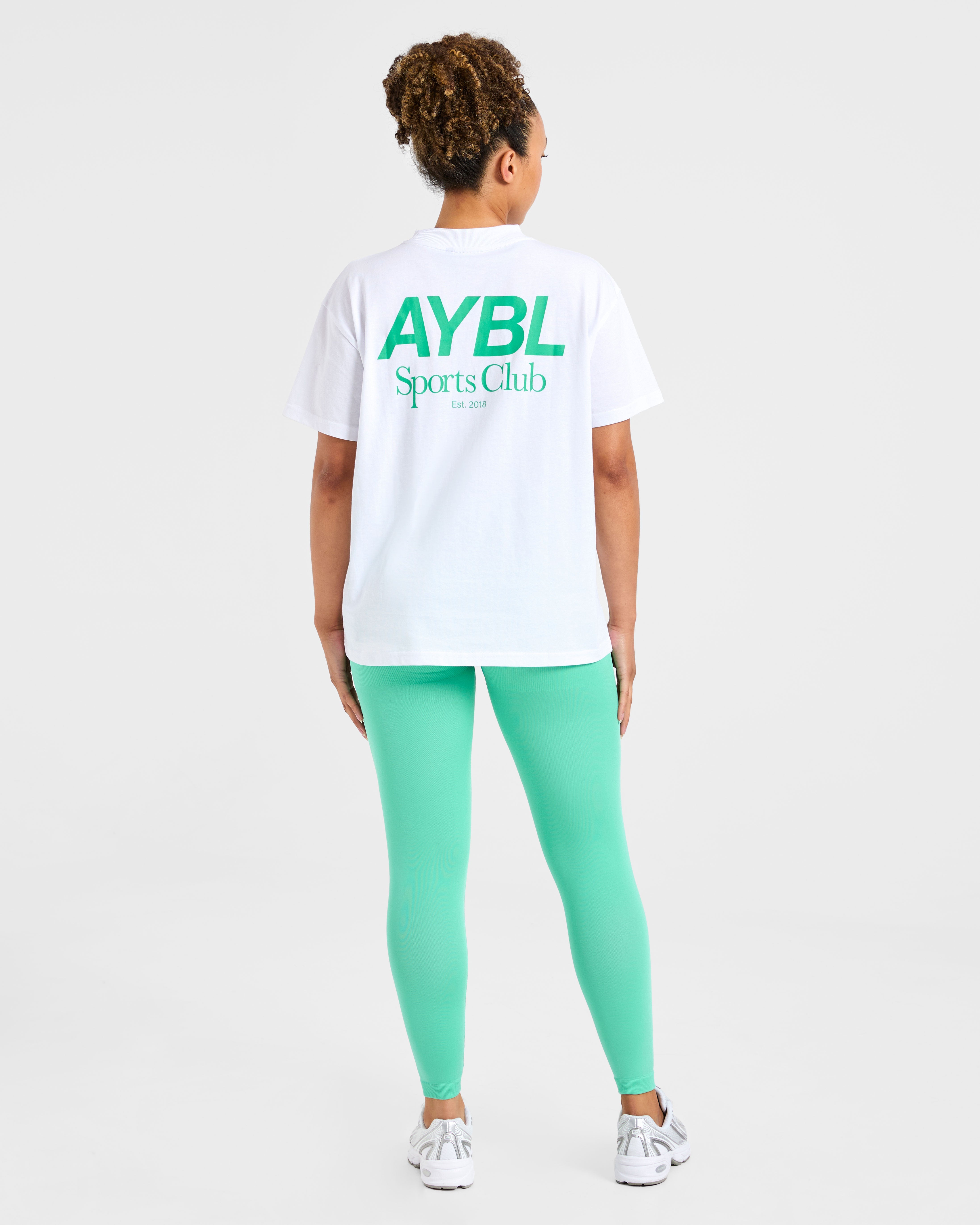 AYBL Sports Club Oversized T Shirt - Wit/Racing Groen