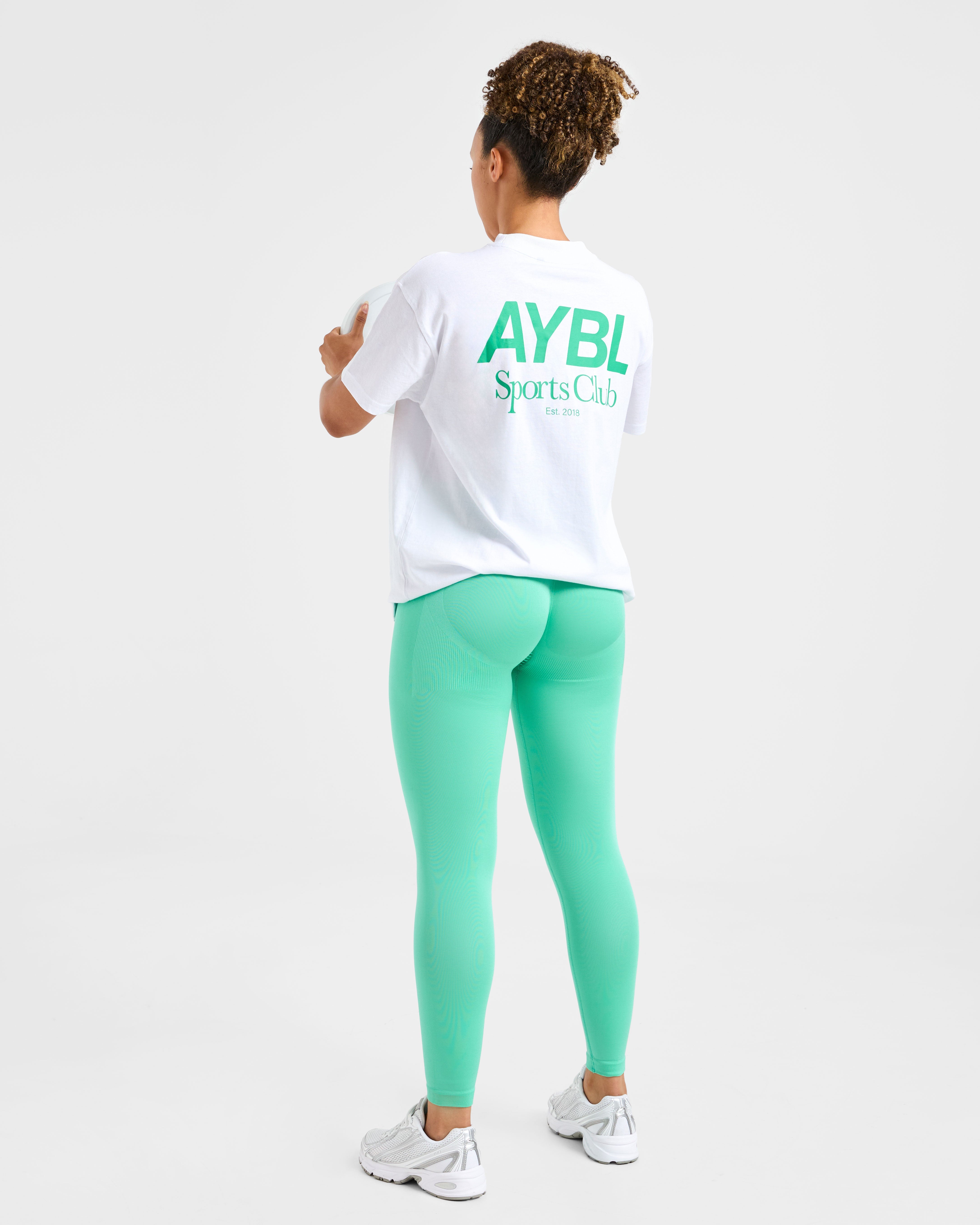 AYBL Sports Club Oversized T Shirt - Wit/Racing Groen