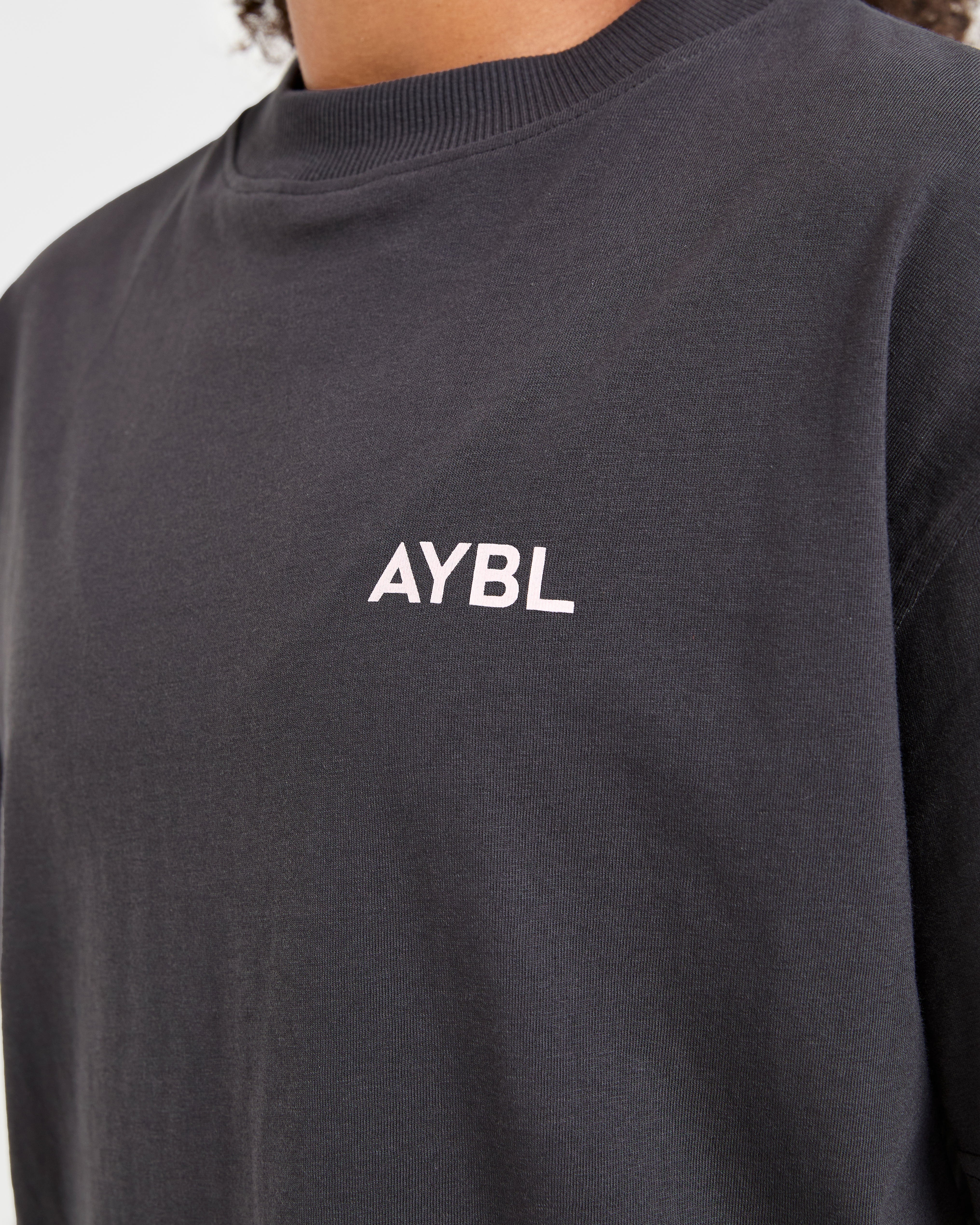 Lift Graphic Oversized T Shirt - Charcoal/Roze