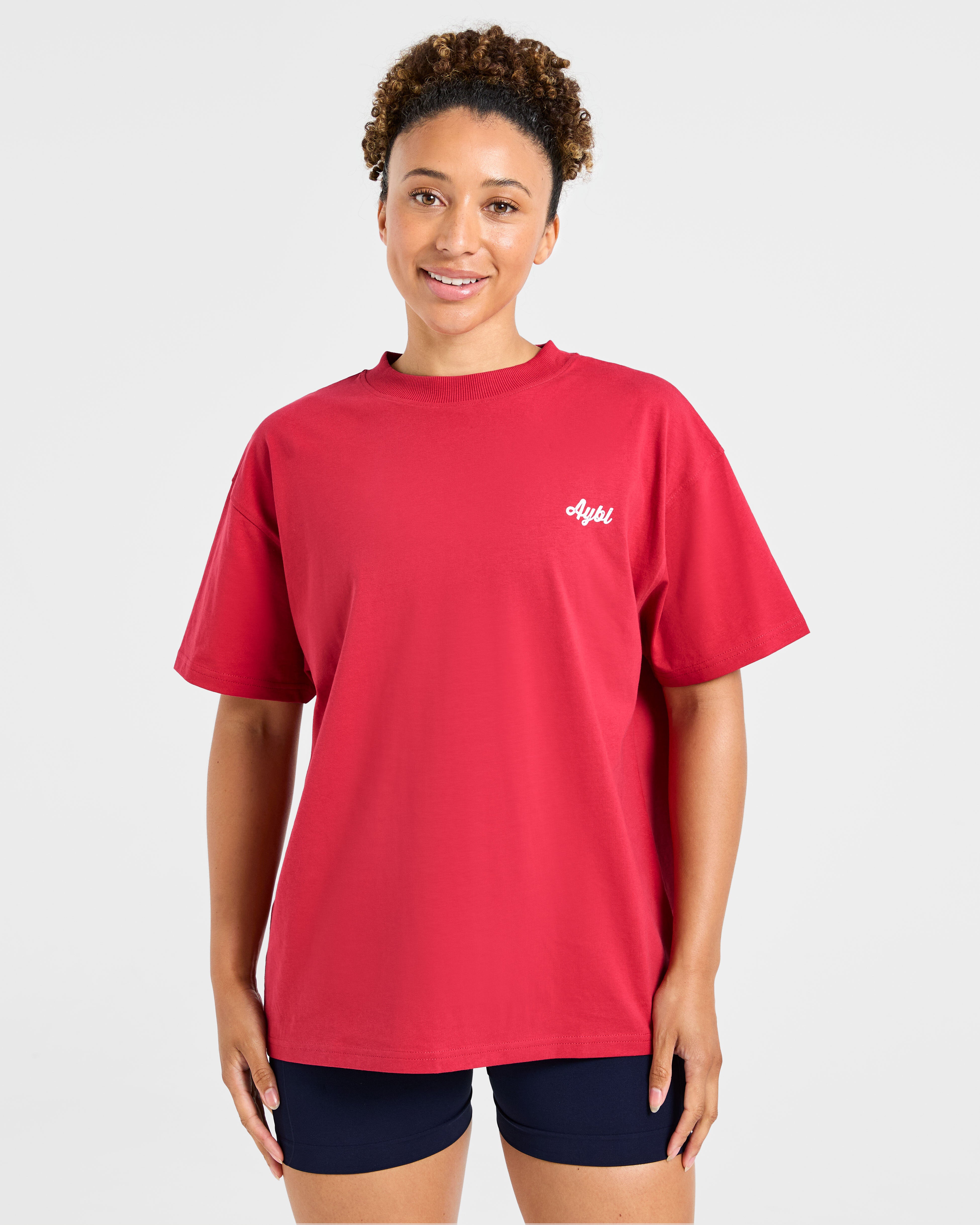Retro Athletics Club Oversized T Shirt - Rood/Blauw