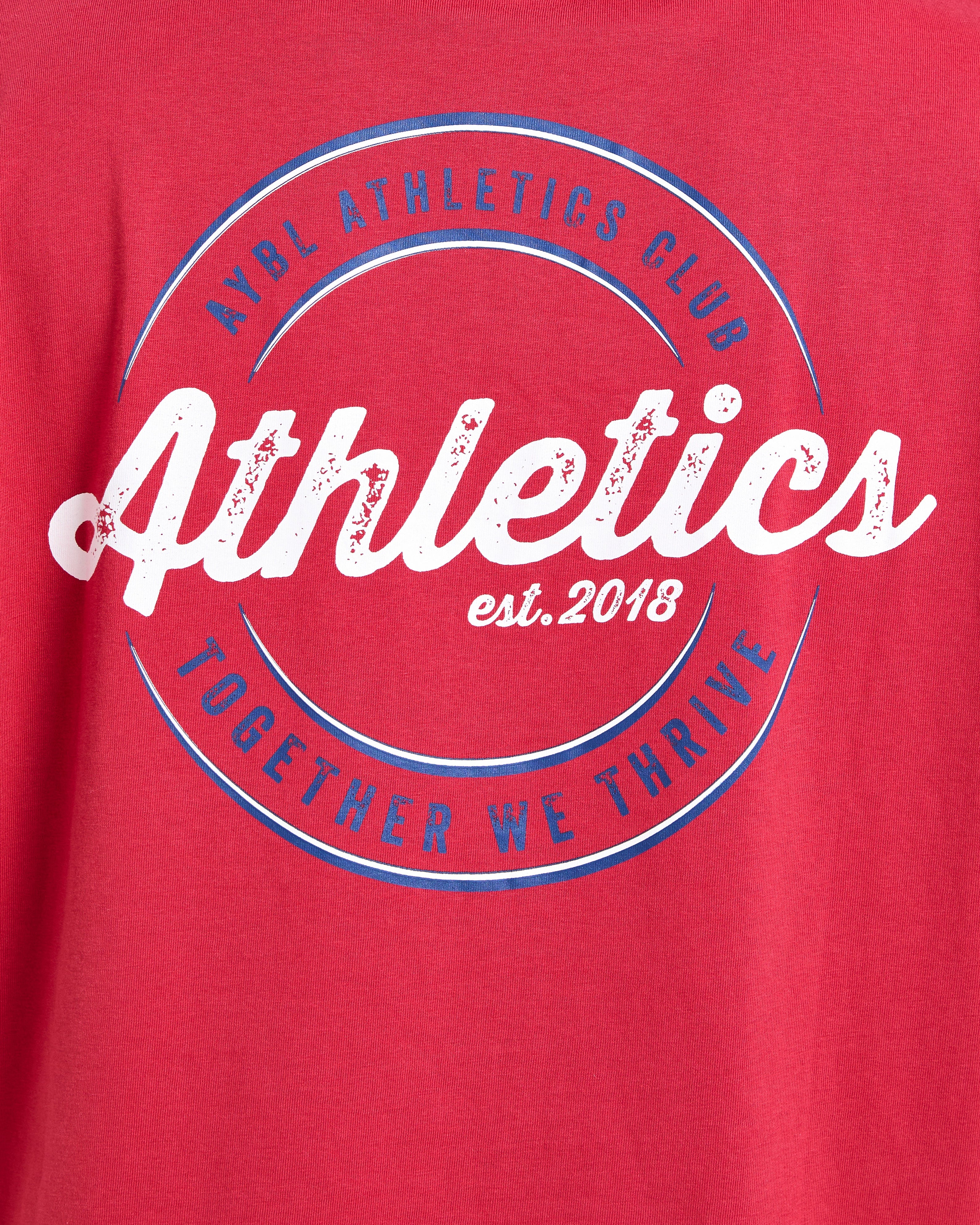 Retro Athletics Club Oversized T Shirt - Rood/Blauw