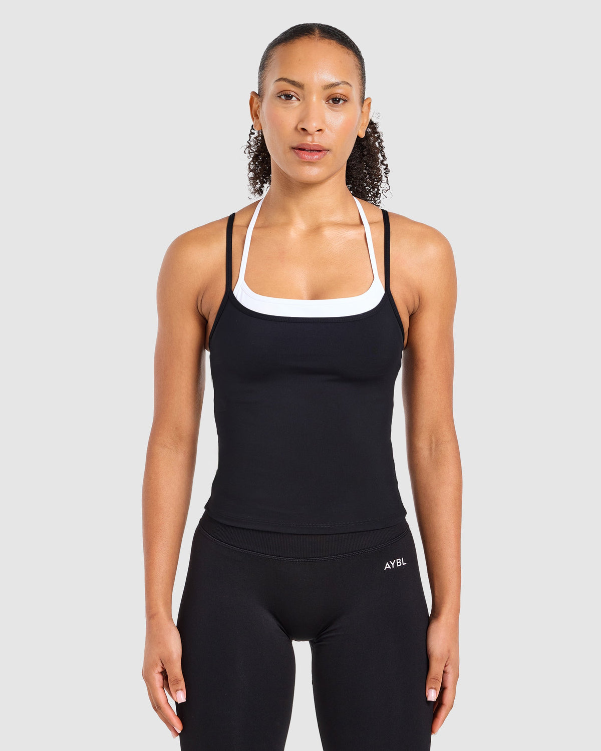 Double Layered Tank Top - Zwart/Wit