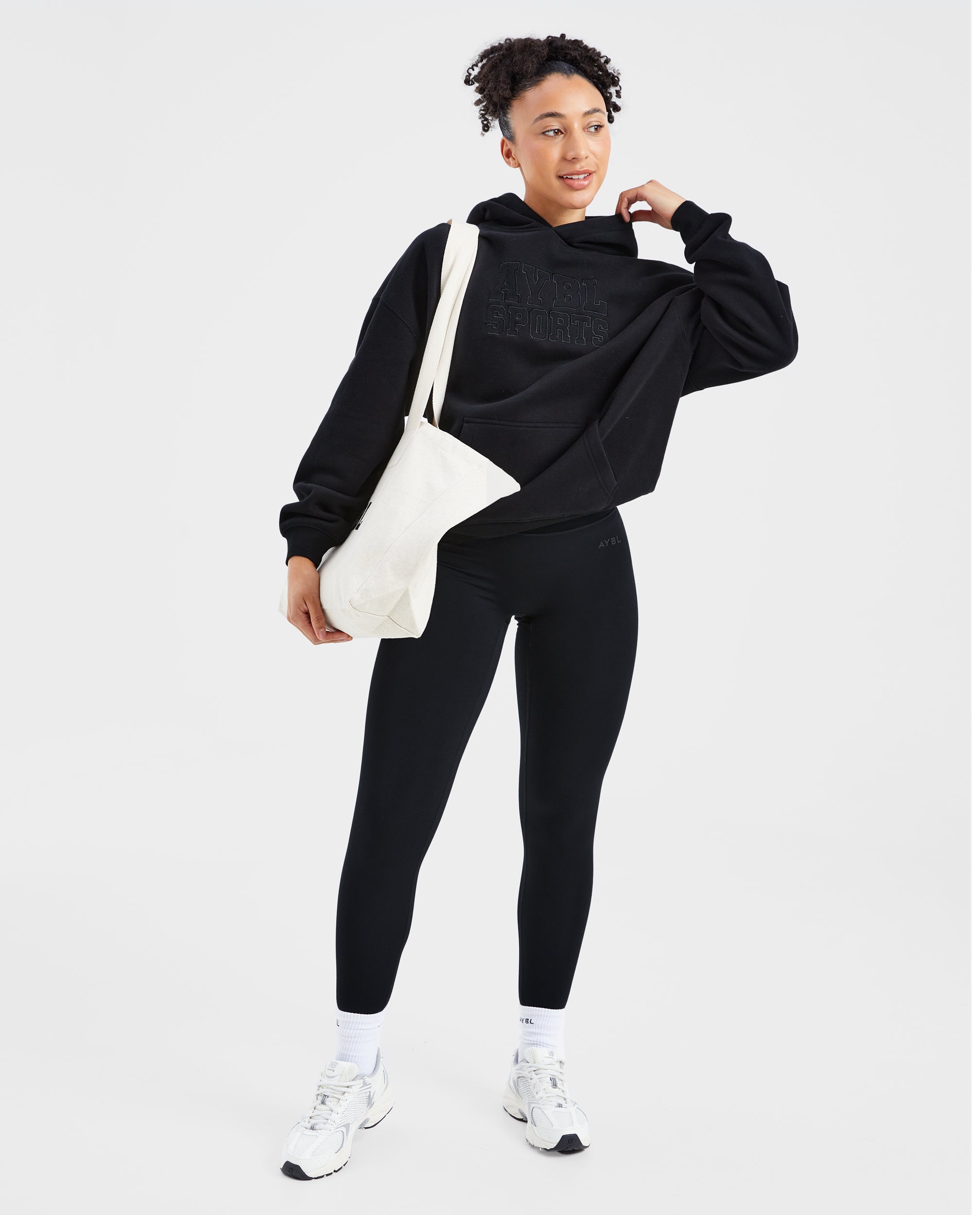 Sport Outline Oversized Hoodie - Zwart
