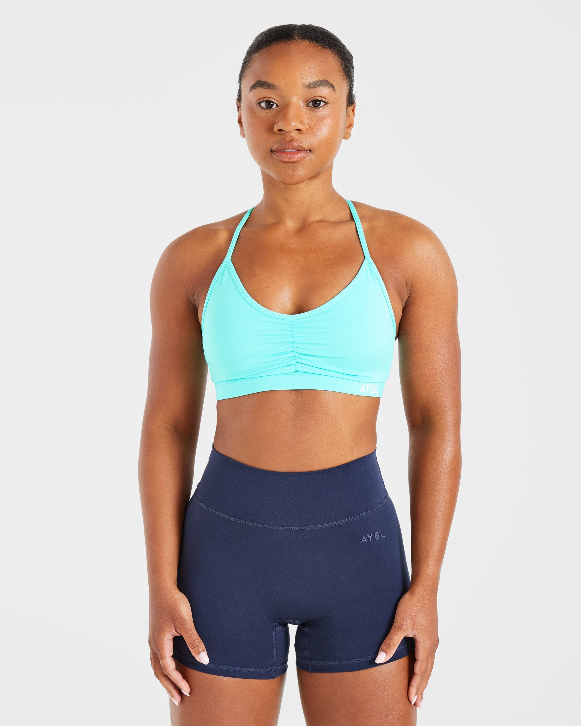 Essential Ruched Sports Bra - Aqua Blauw