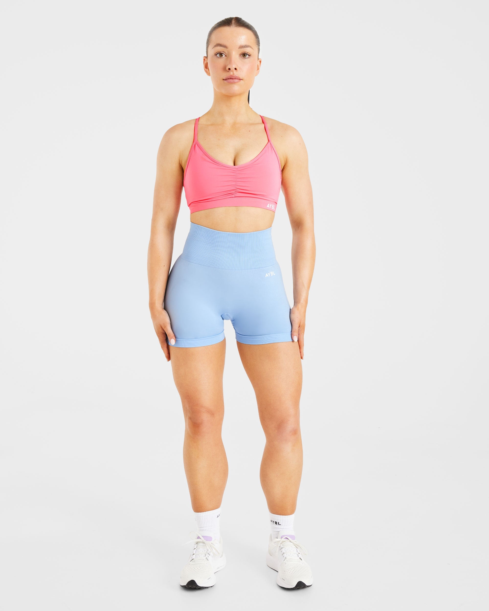 Essential Ruched Sports Bra - Coral Roze