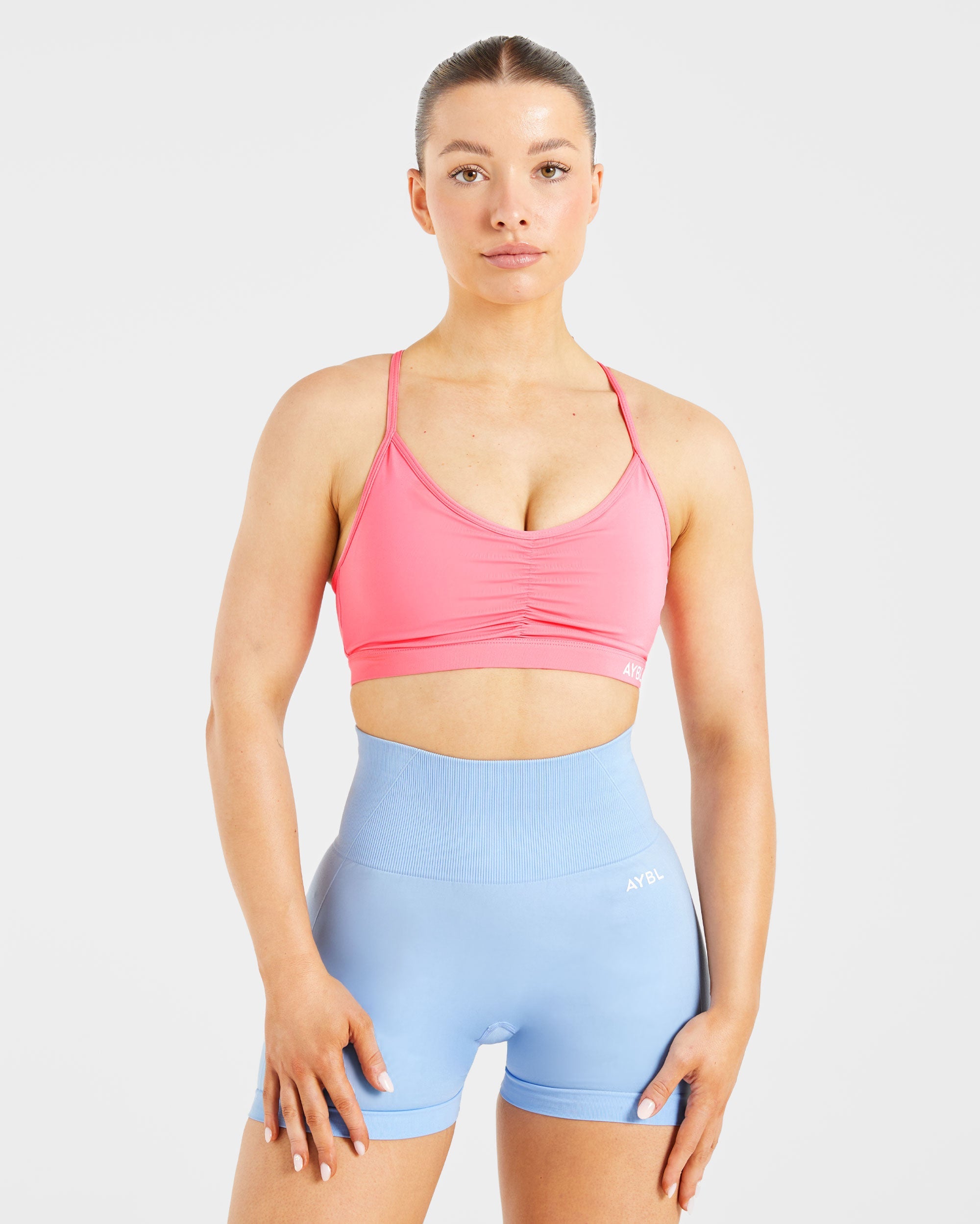 Essential Ruched Sports Bra - Coral Roze