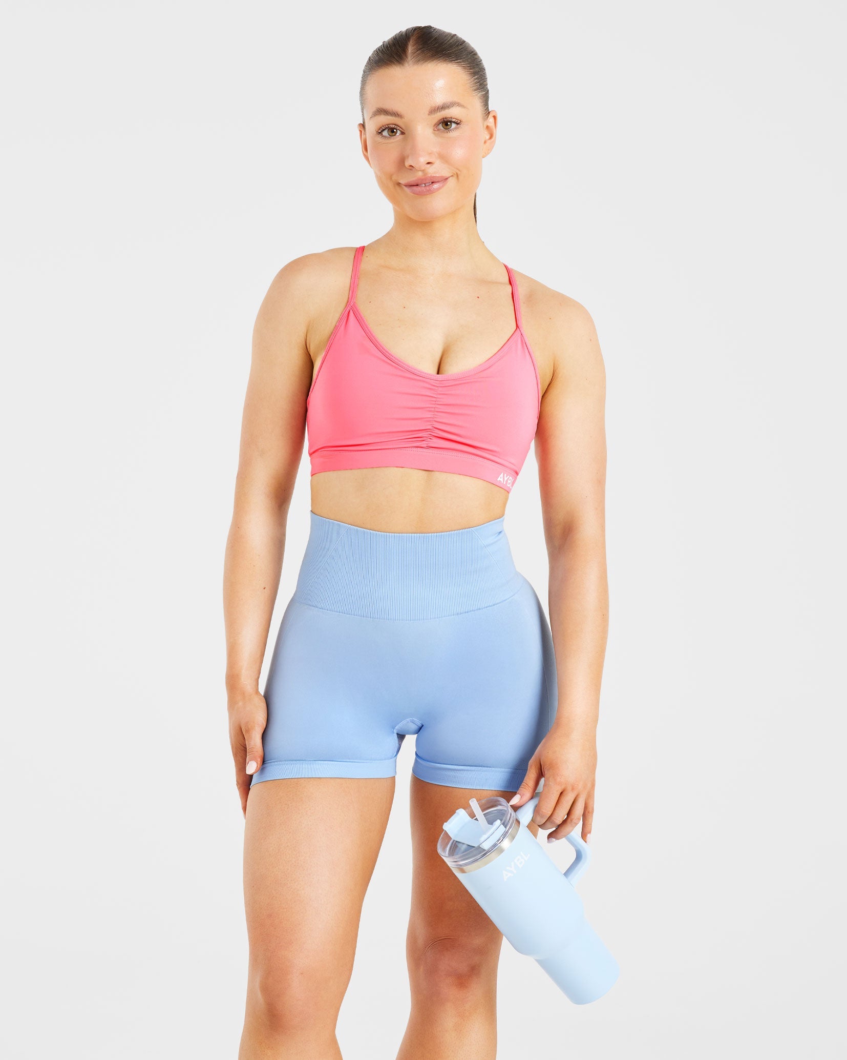 Essential Ruched Sports Bra - Coral Roze