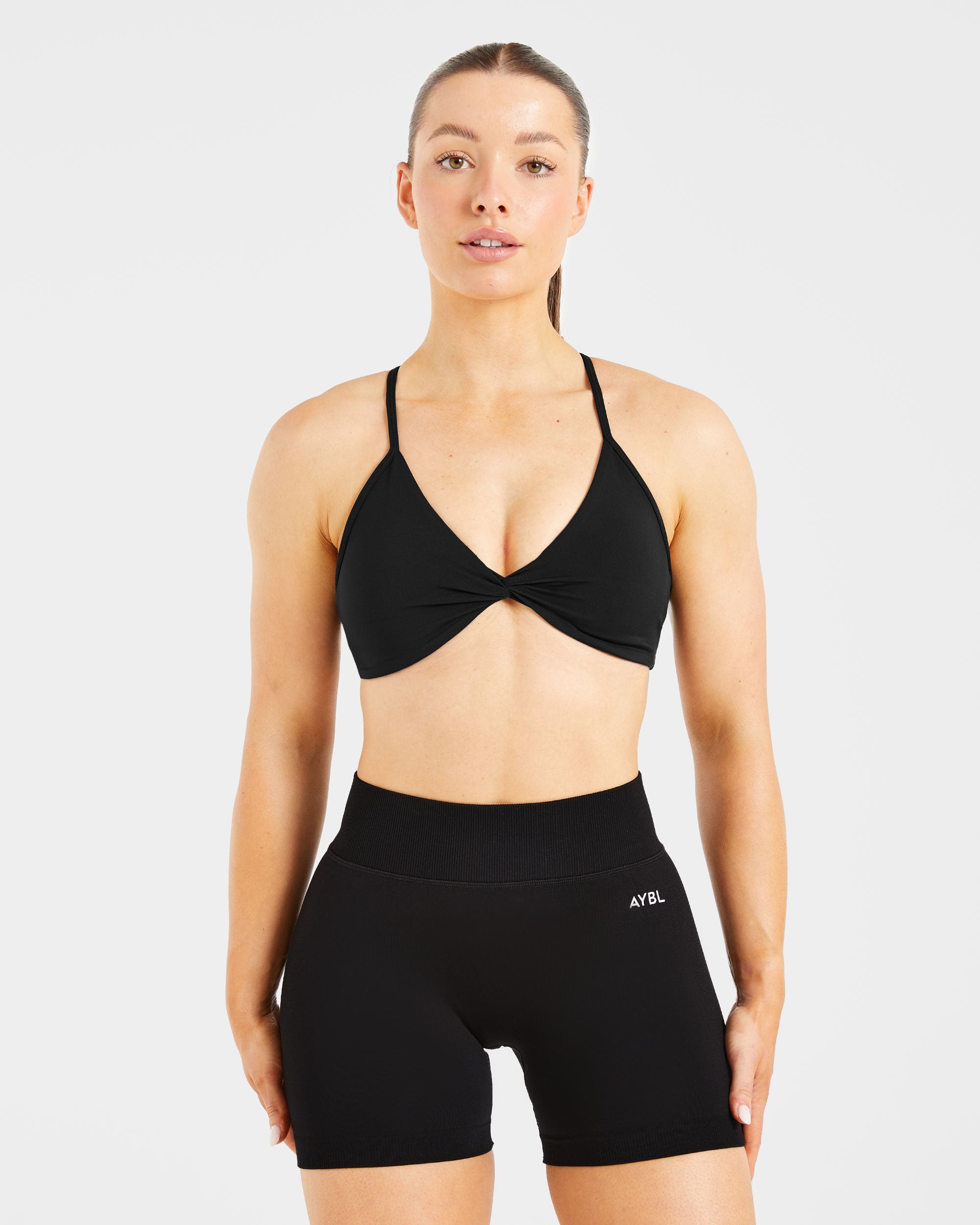 Essential Twist Crossback Sports Bra - Zwart