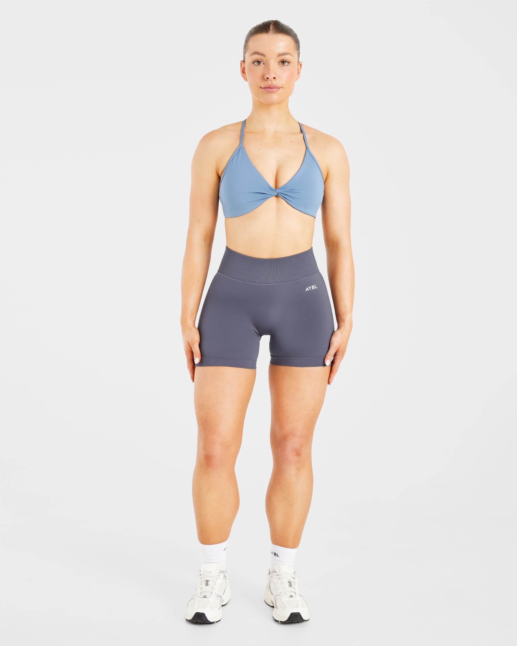 Essential Twist Crossback Sports Bra - Slate Blauw
