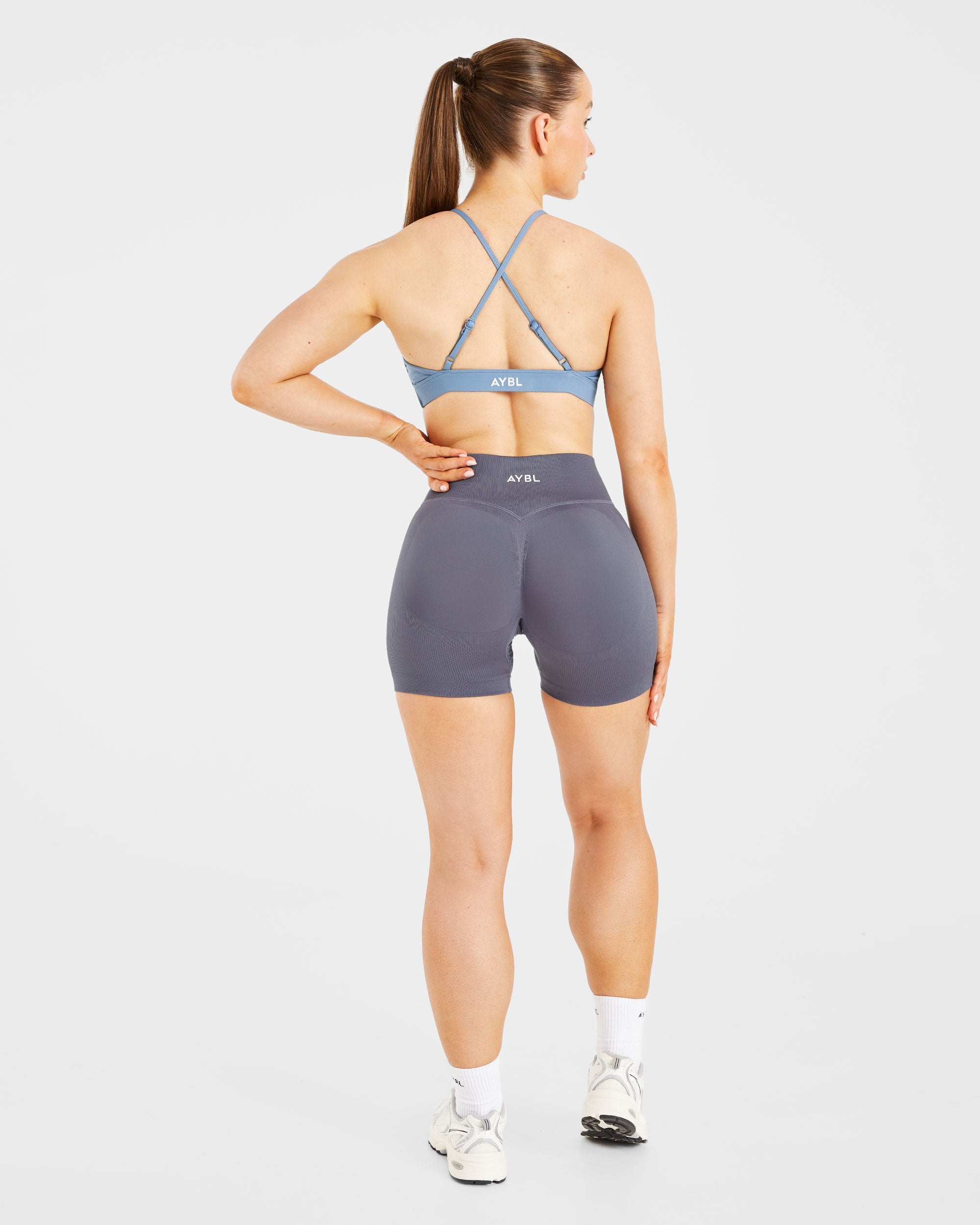 Essential Twist Crossback Sports Bra - Slate Blauw