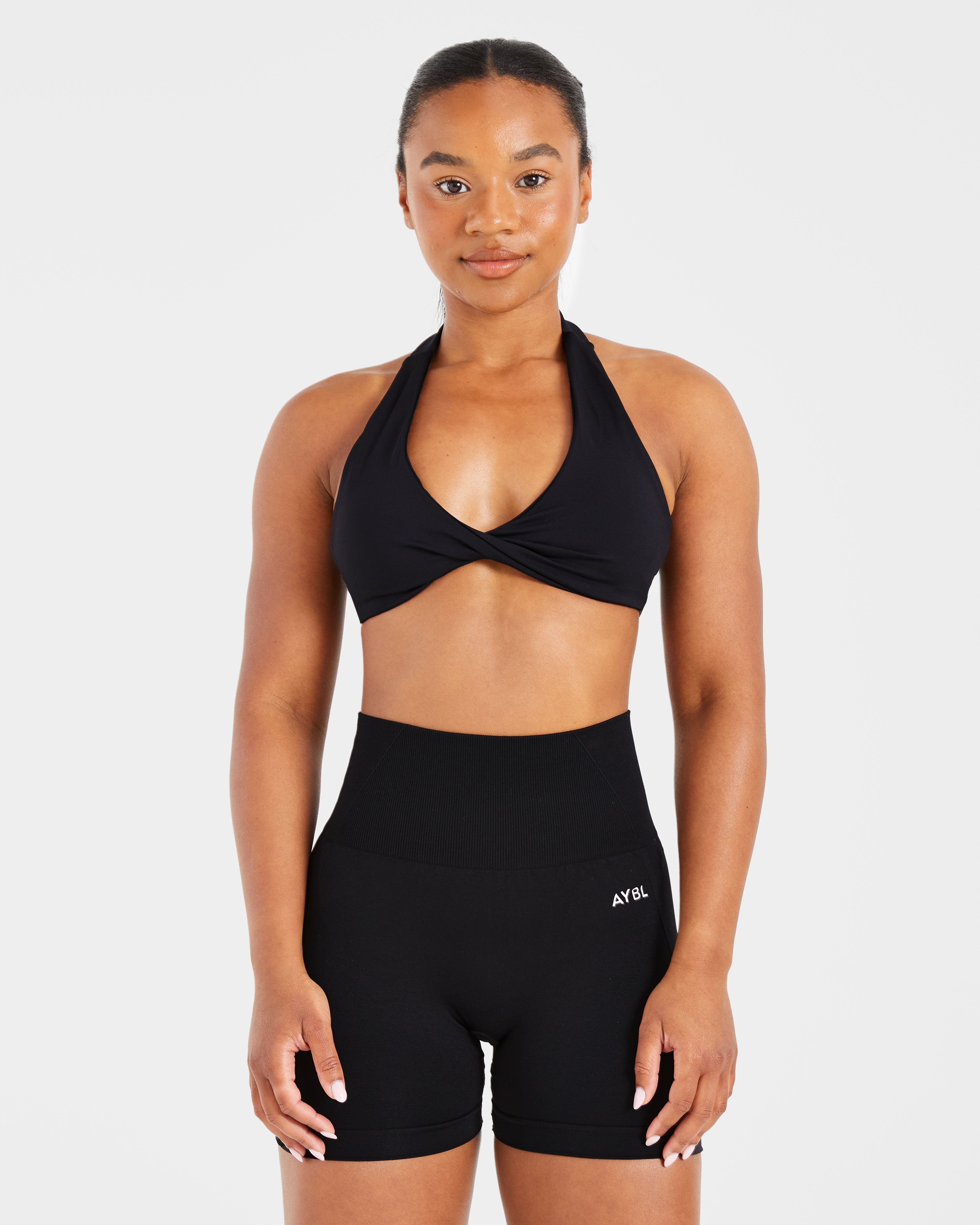 Essential Halterneck Sports Bra - Zwart