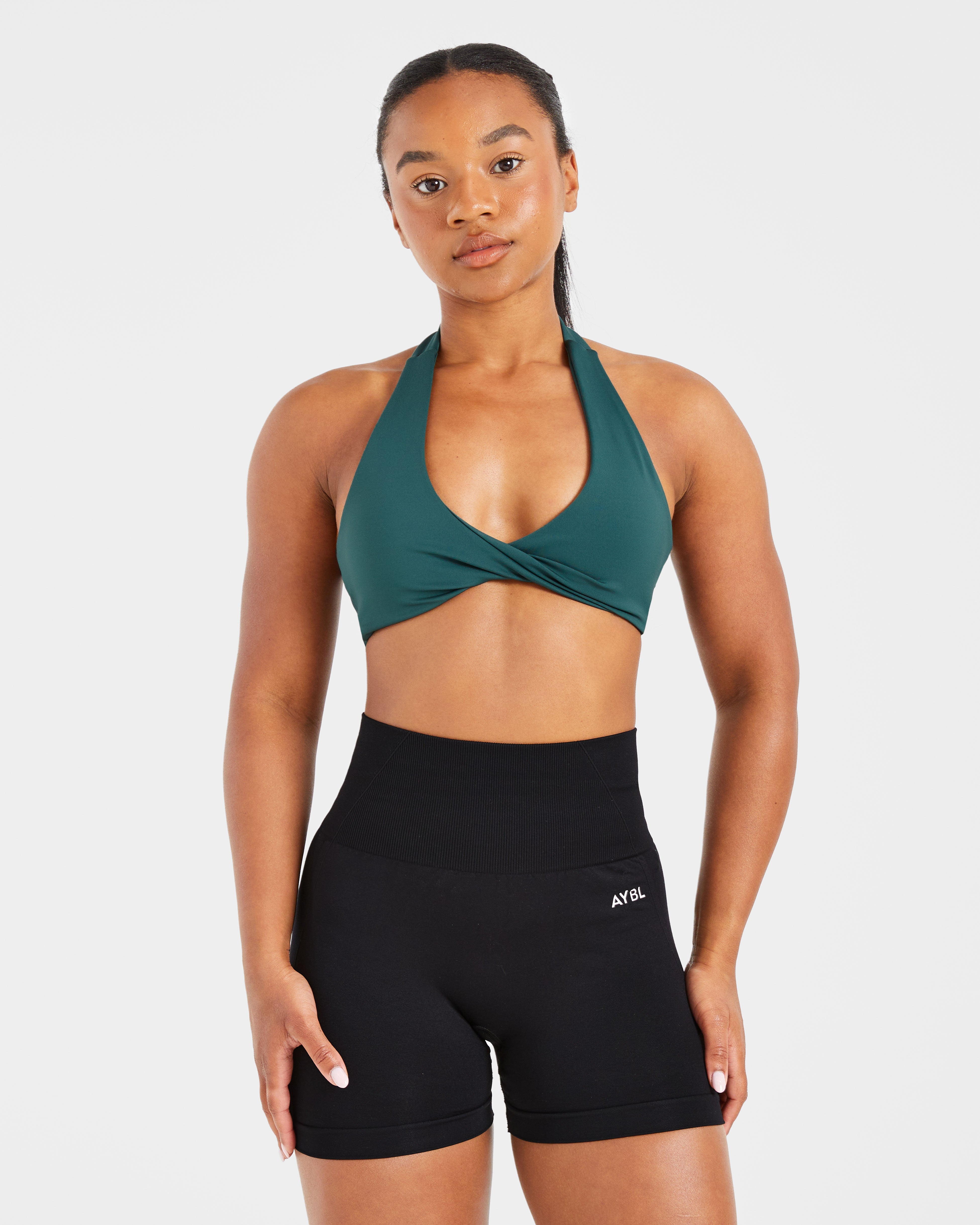 Essential Halterneck Sports Bra - Deep Groen
