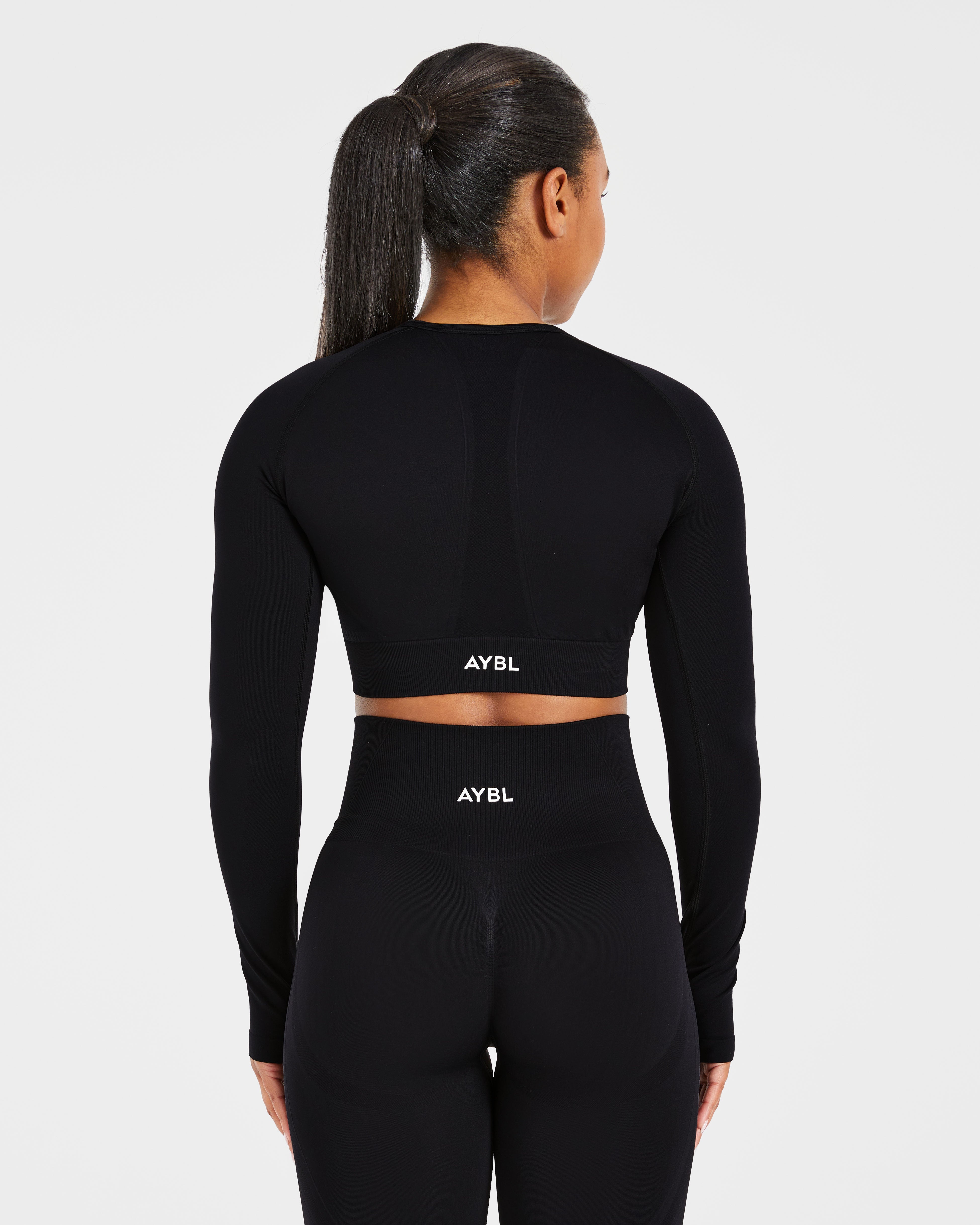 Empower Seamless Long Sleeve Crop Top - Zwart