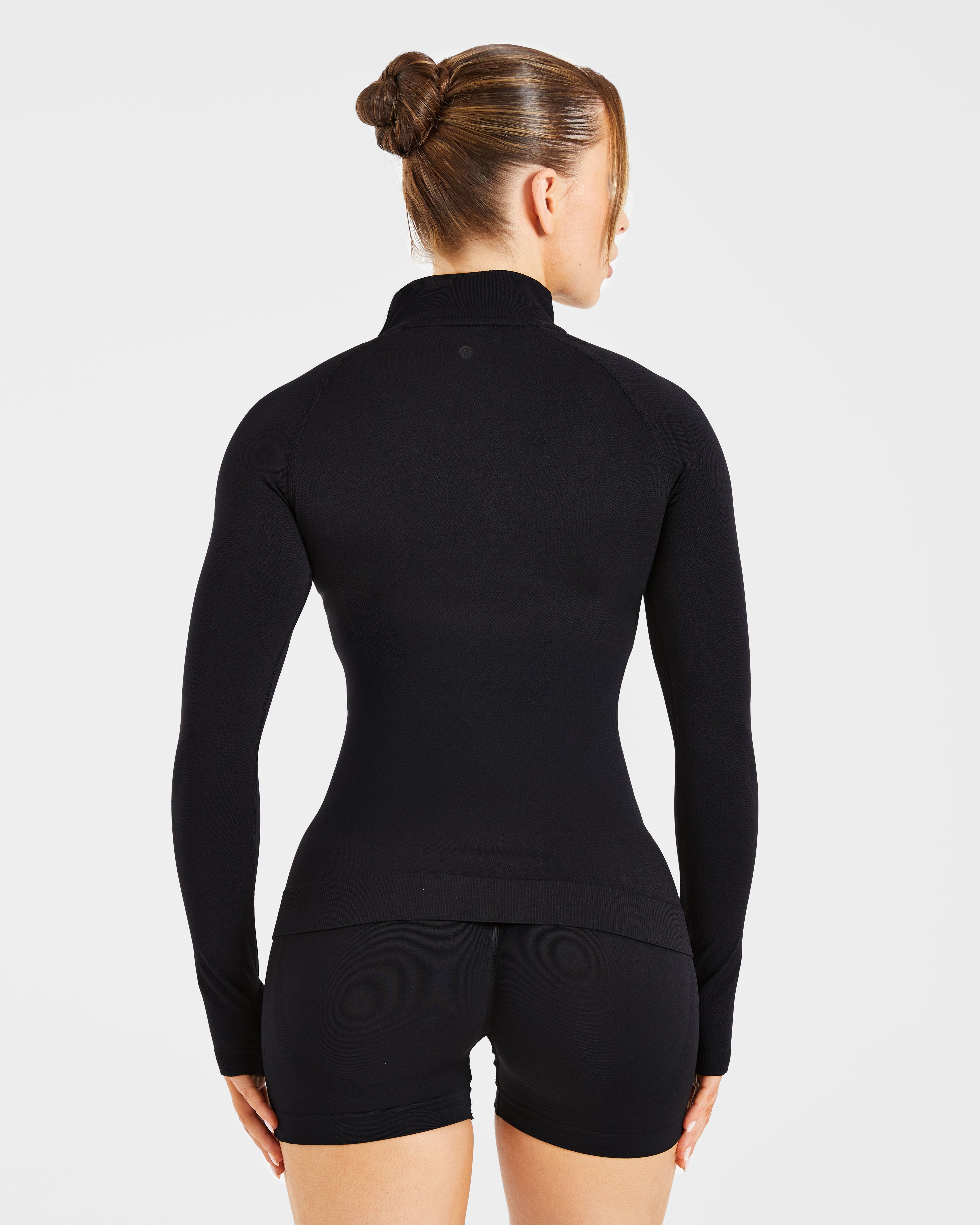 Essential Seamless 1/2 Zip Pullover - Zwart
