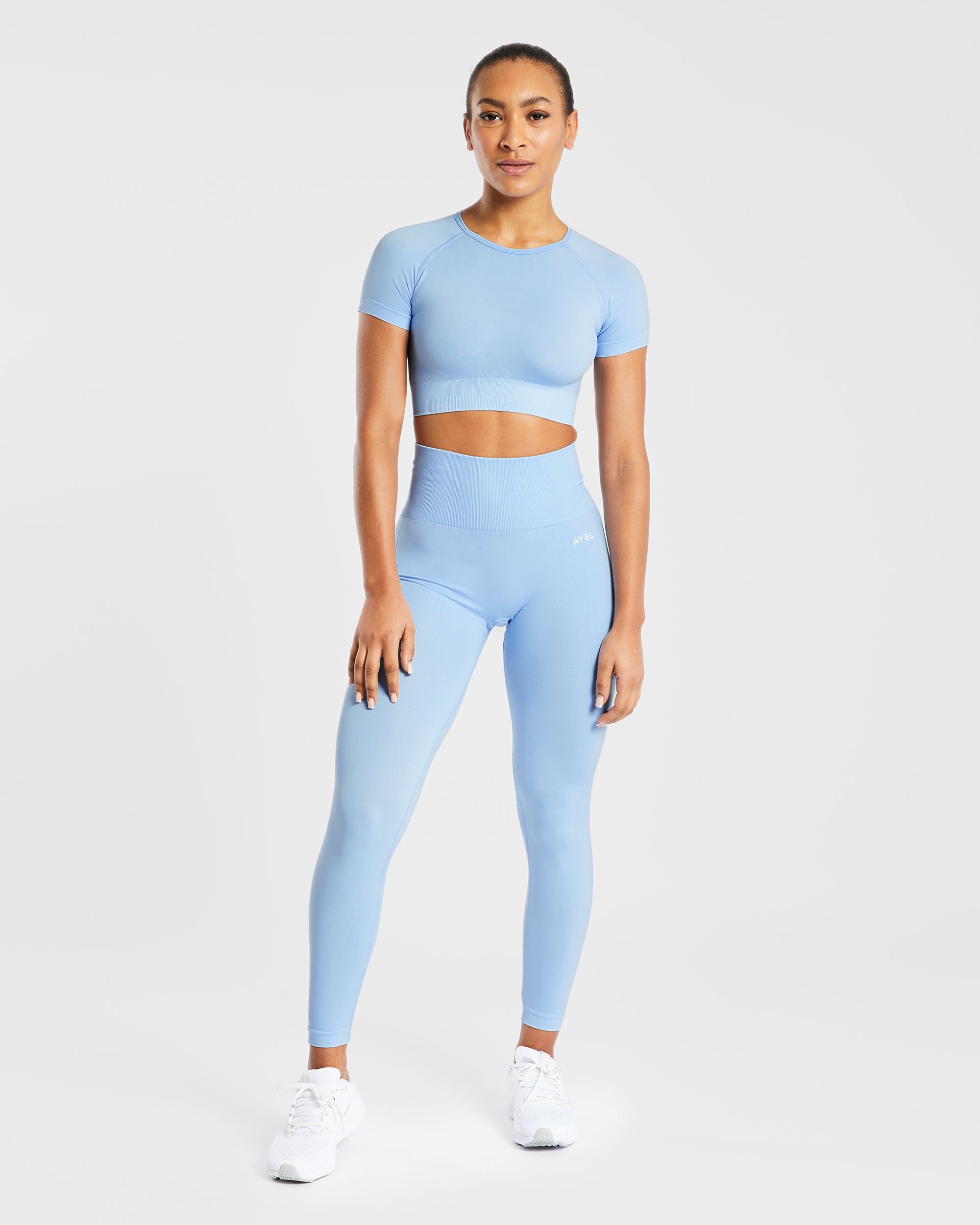 Empower Seamless Crop Top - Sky Blauw