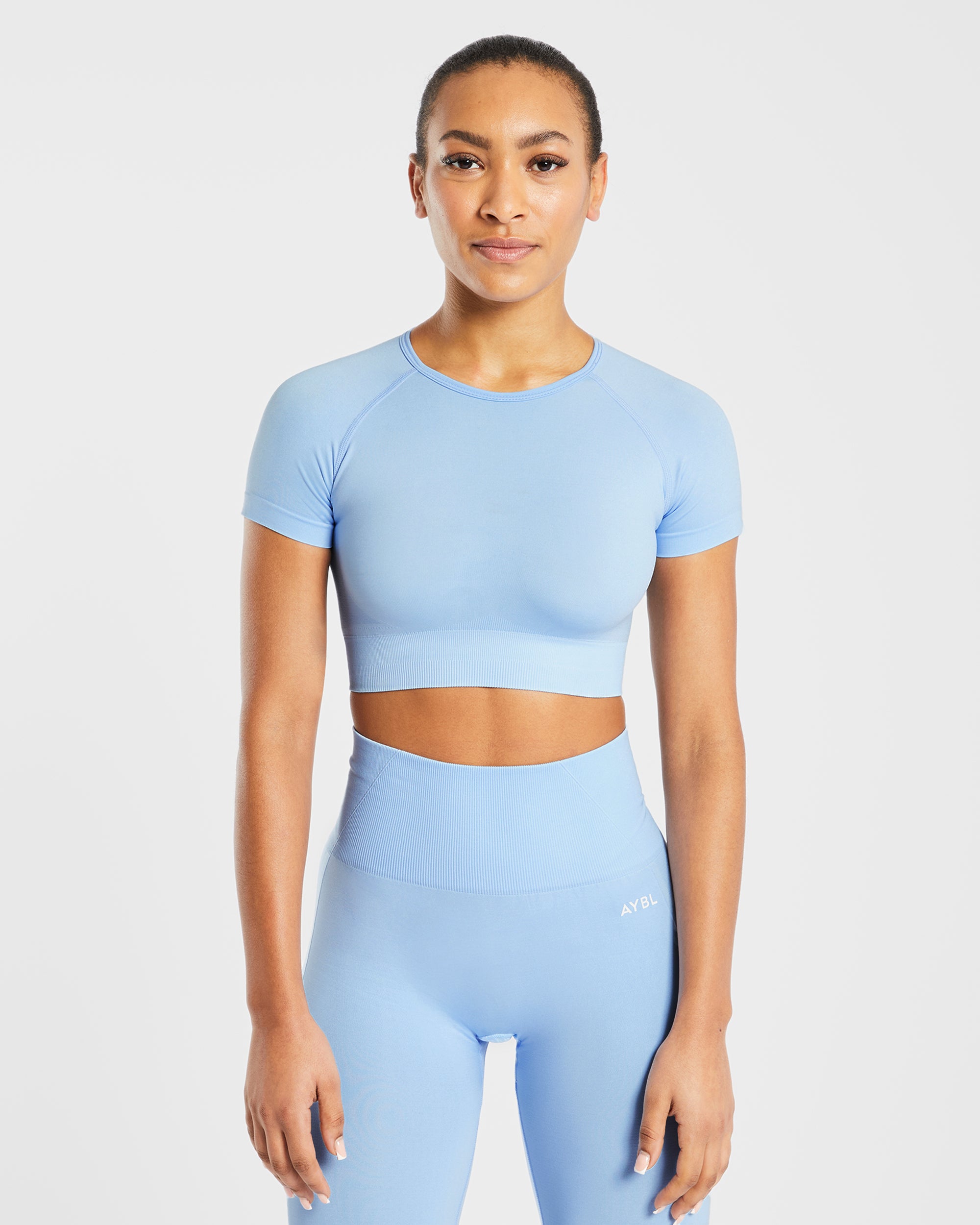 Empower Seamless Crop Top - Sky Blauw
