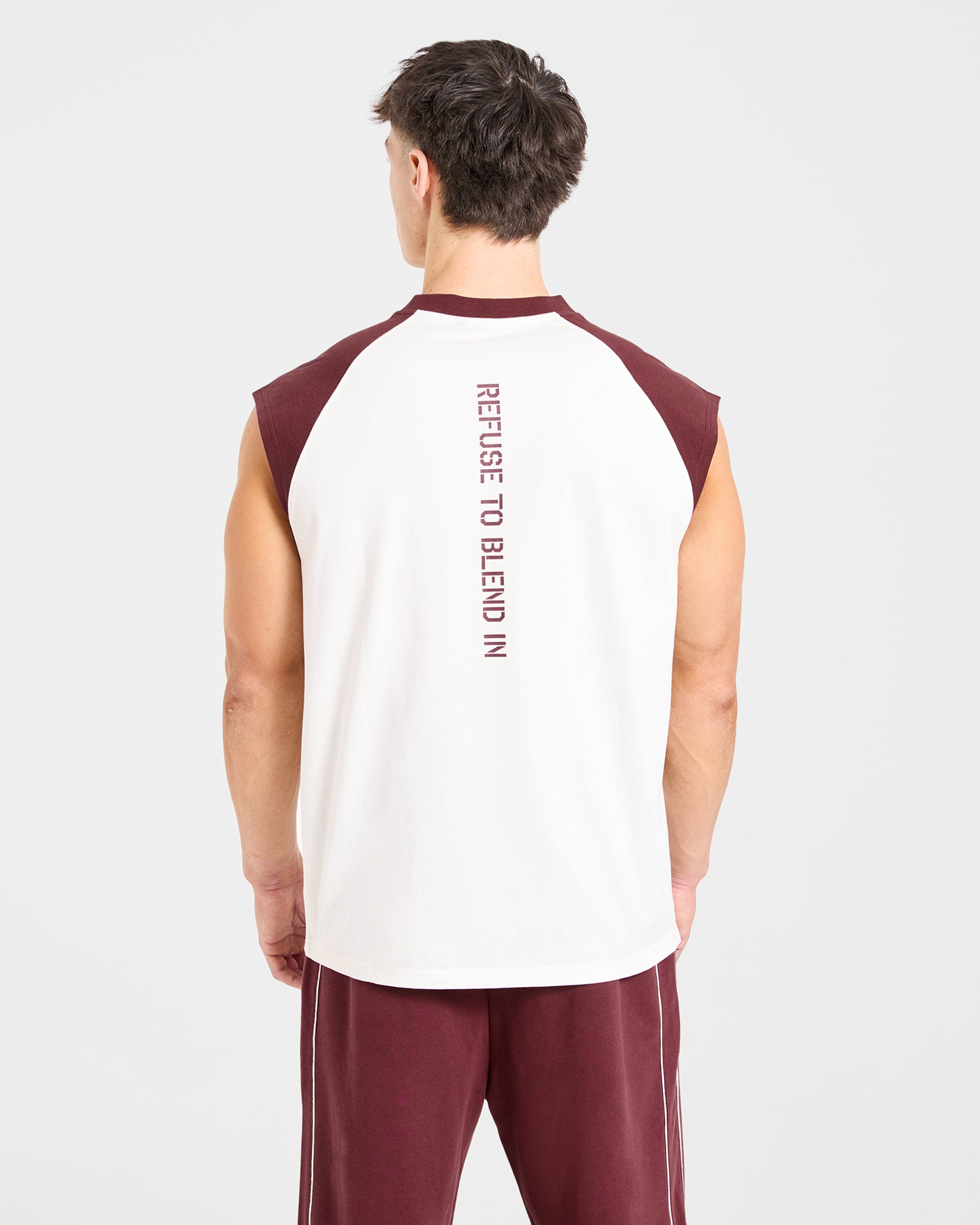 Cam Kissel x Contrast Oversized Tank - Off Wit/Burgundy