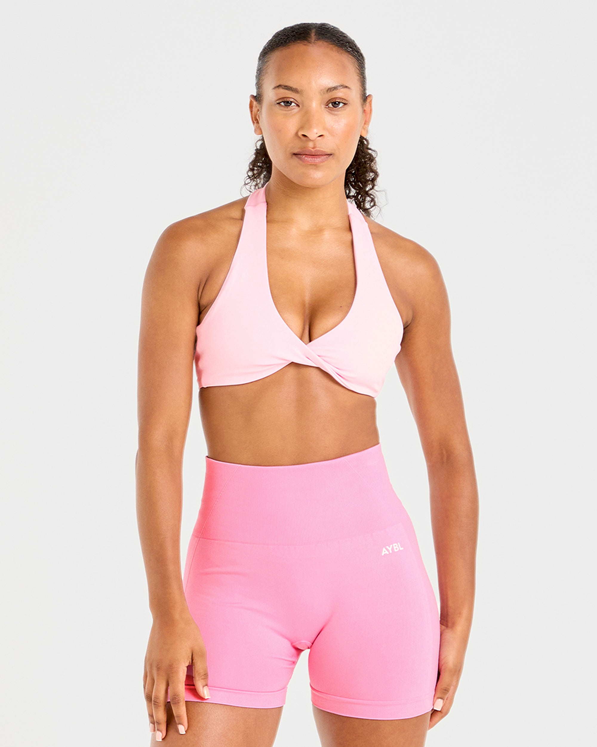 Essential Halterneck Sports Bra - Baby Roze
