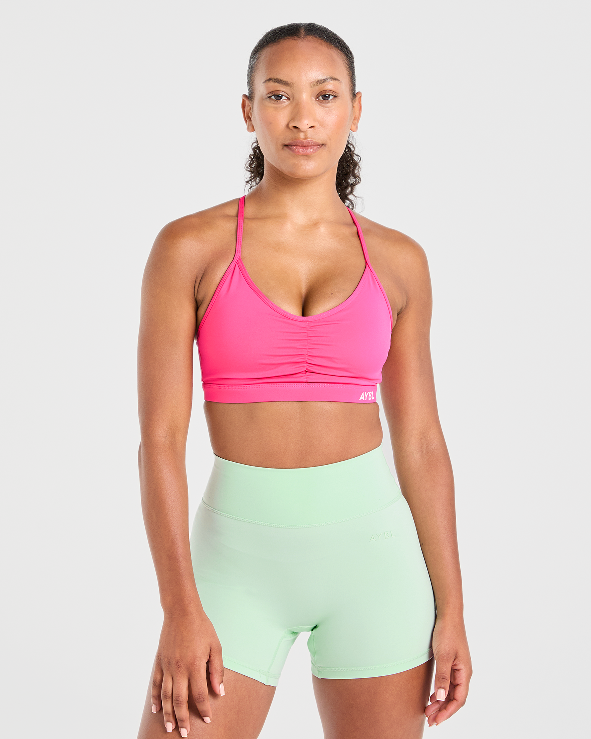 Essential Ruched Sports Bra - Hot Roze
