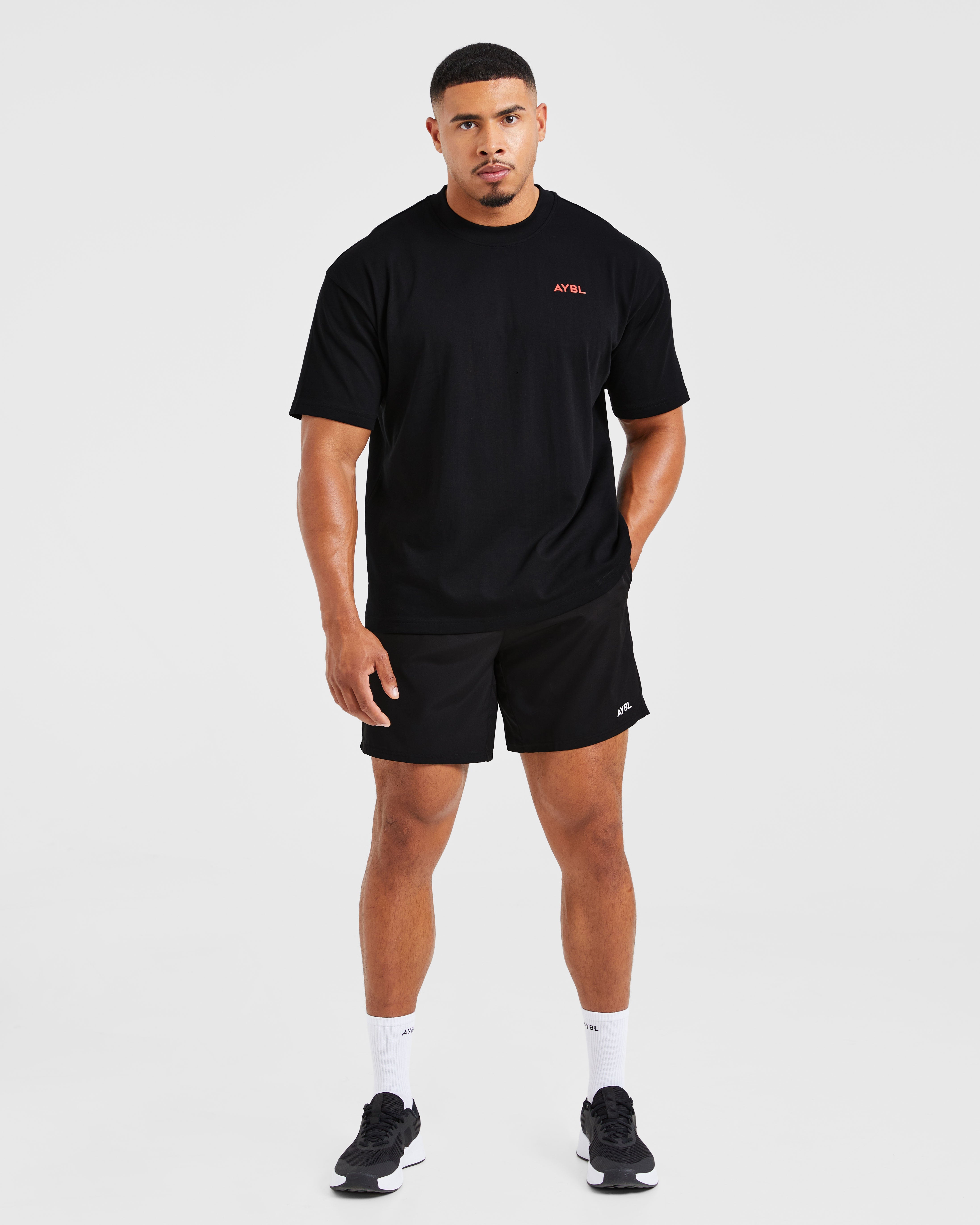 Essential Oversized T Shirt - Zwart/Rood