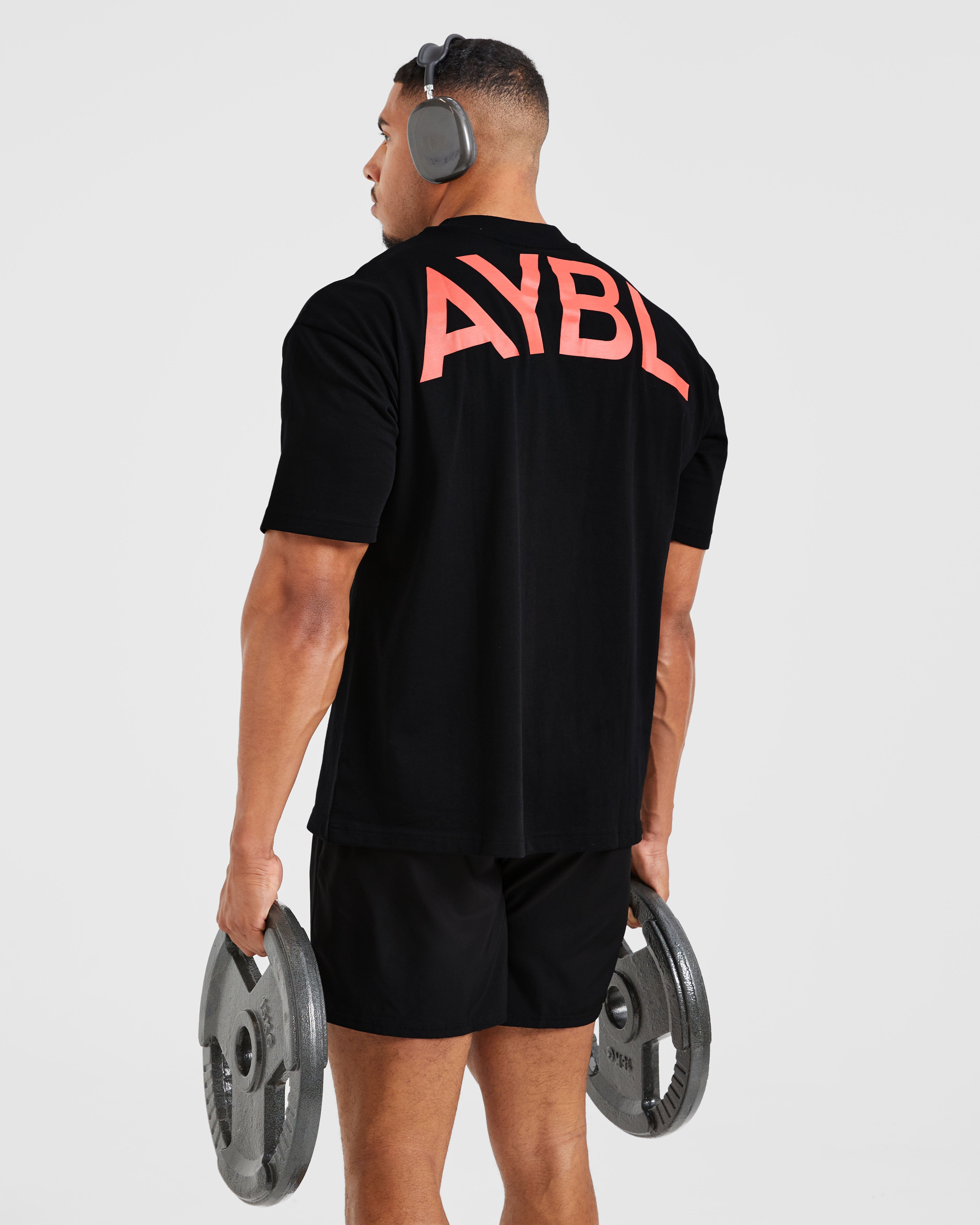 Essential Oversized T Shirt - Zwart/Rood