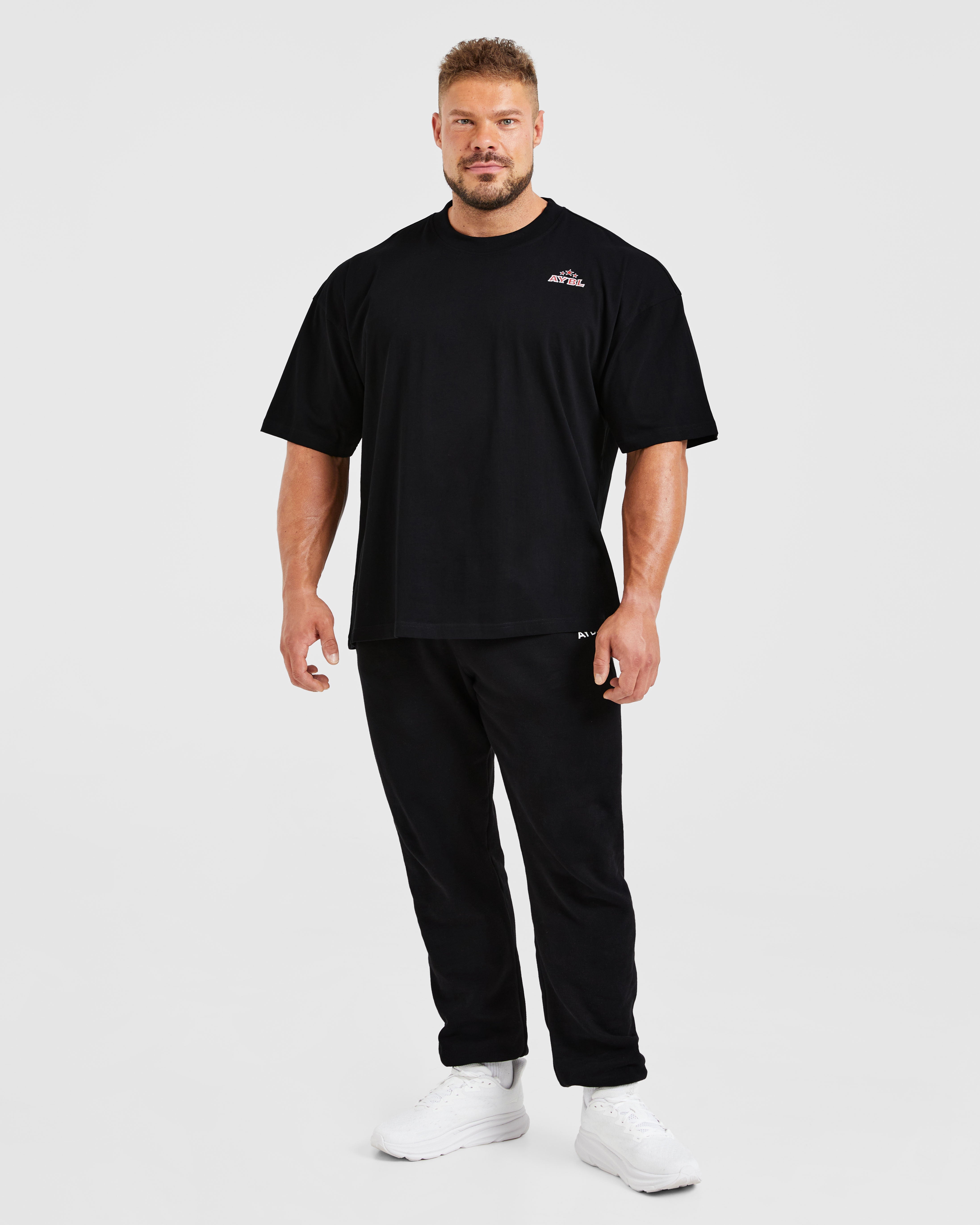 Wesley Vissers X Body Building Essentials Oversized T Shirt - Zwart/Rood