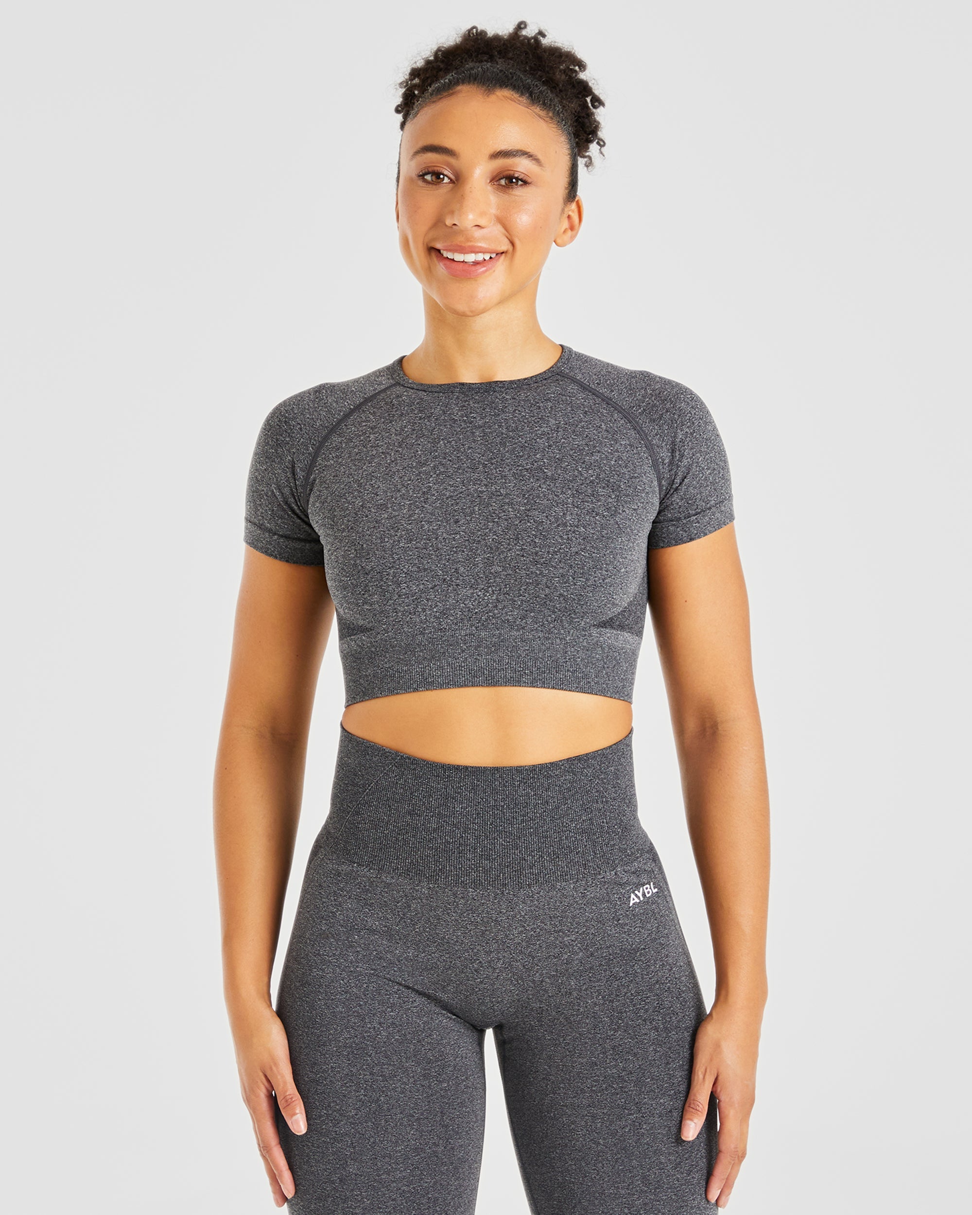 Empower Seamless Crop Top - Zwart Marl