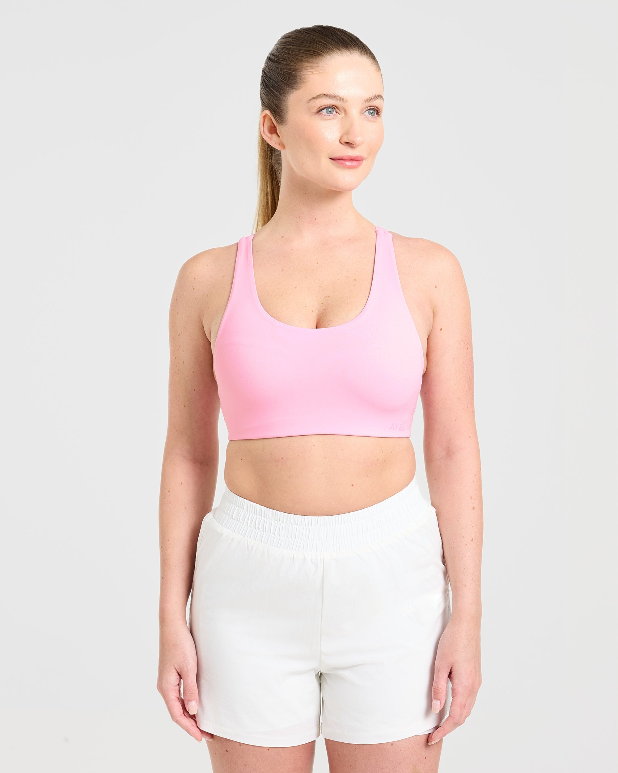 Run Cross Back Sports Bra - Spring Roze