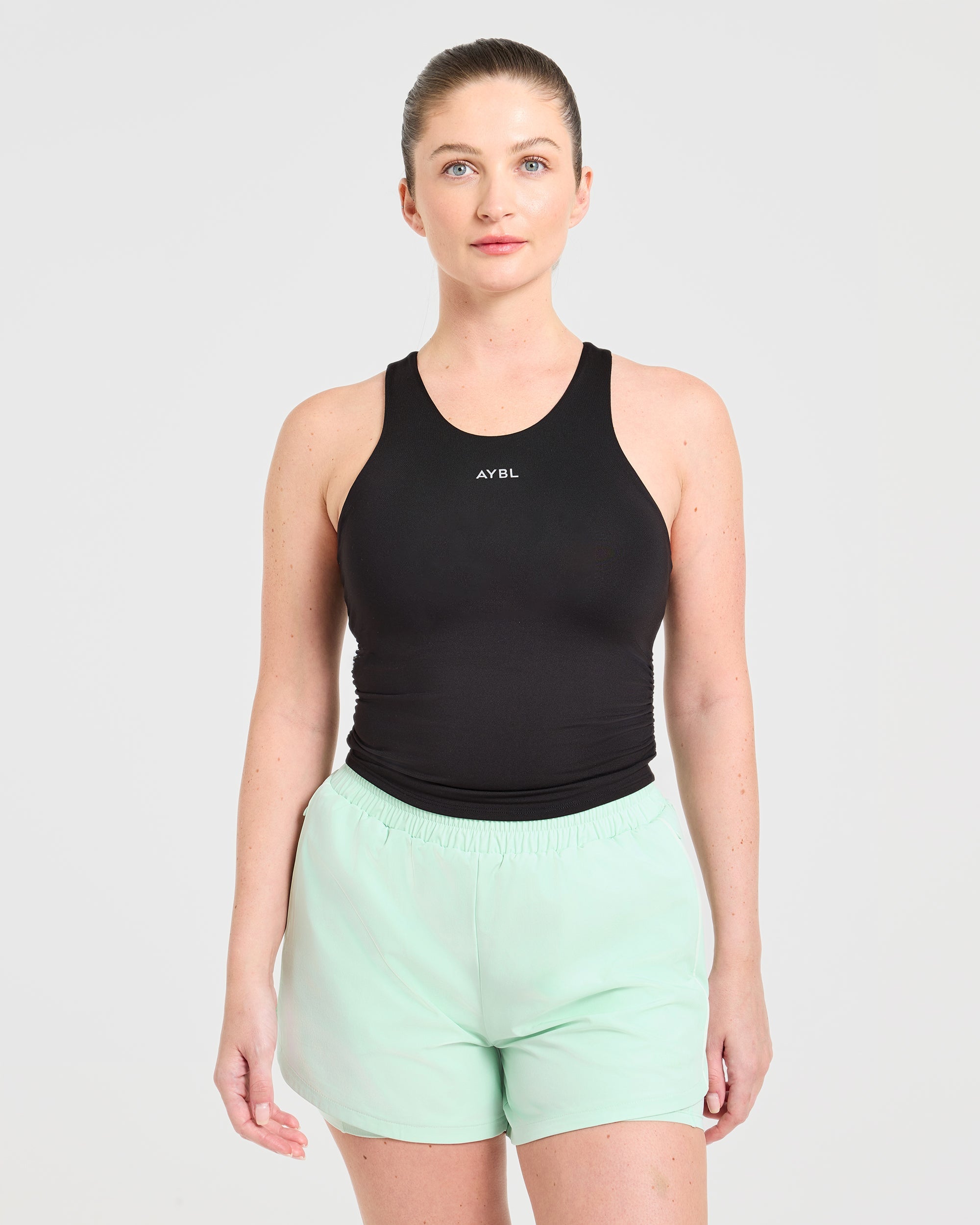Run Ruched Tank - Zwart