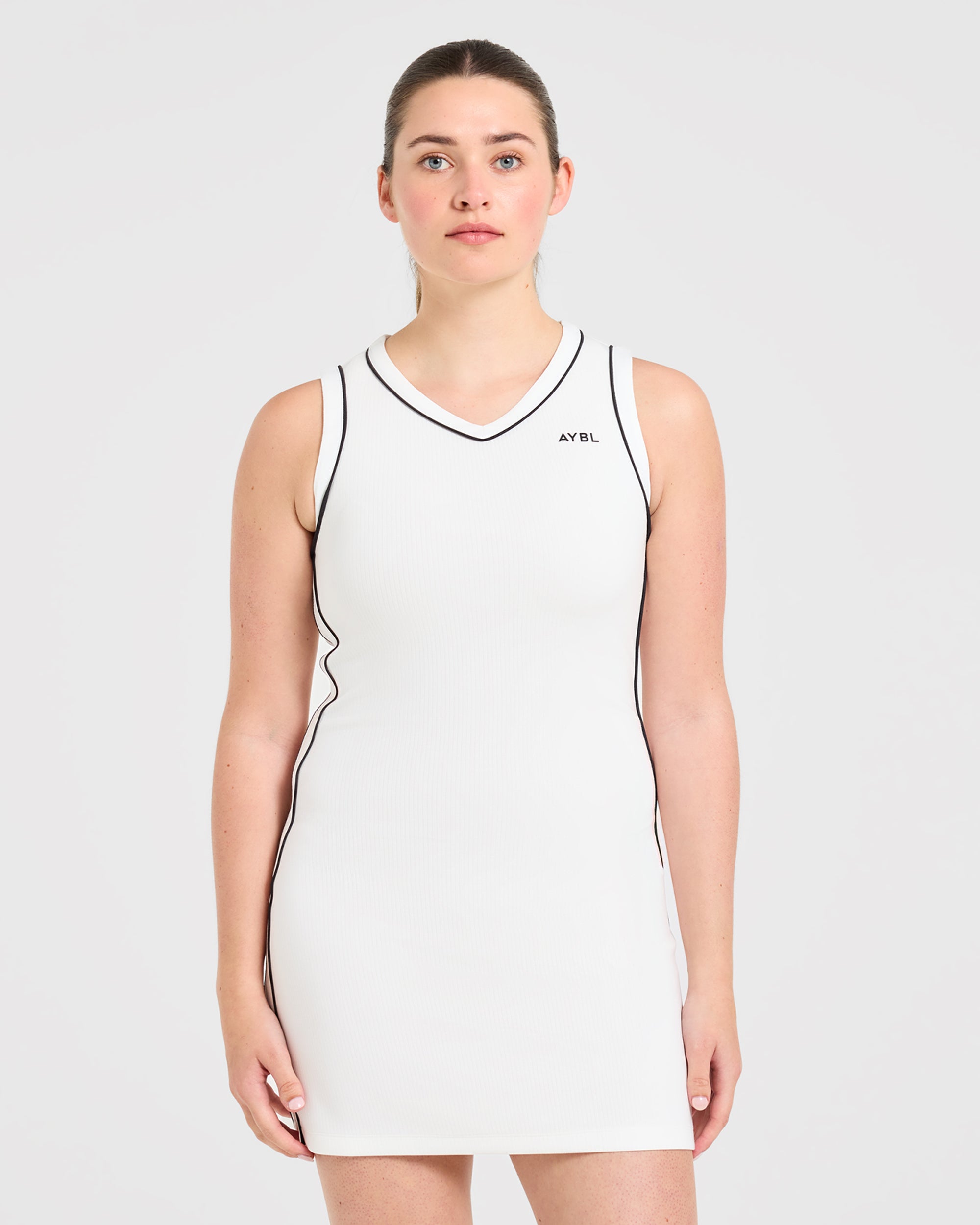 Signature V Neck Dress - Wit