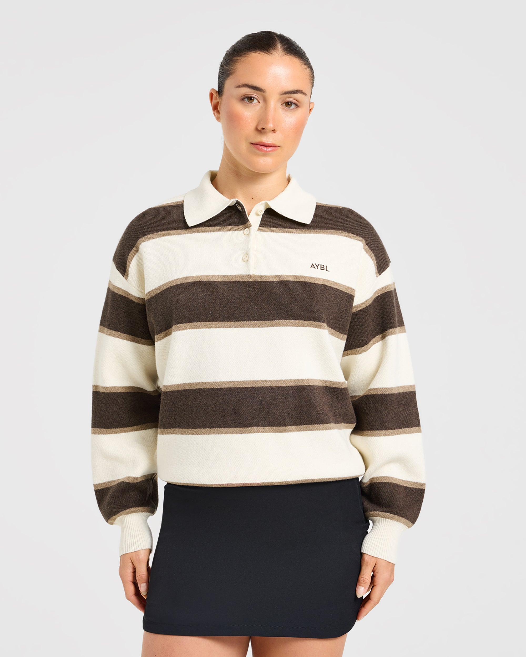 Signature Relaxed Knitted Polo - Beige/Bruin