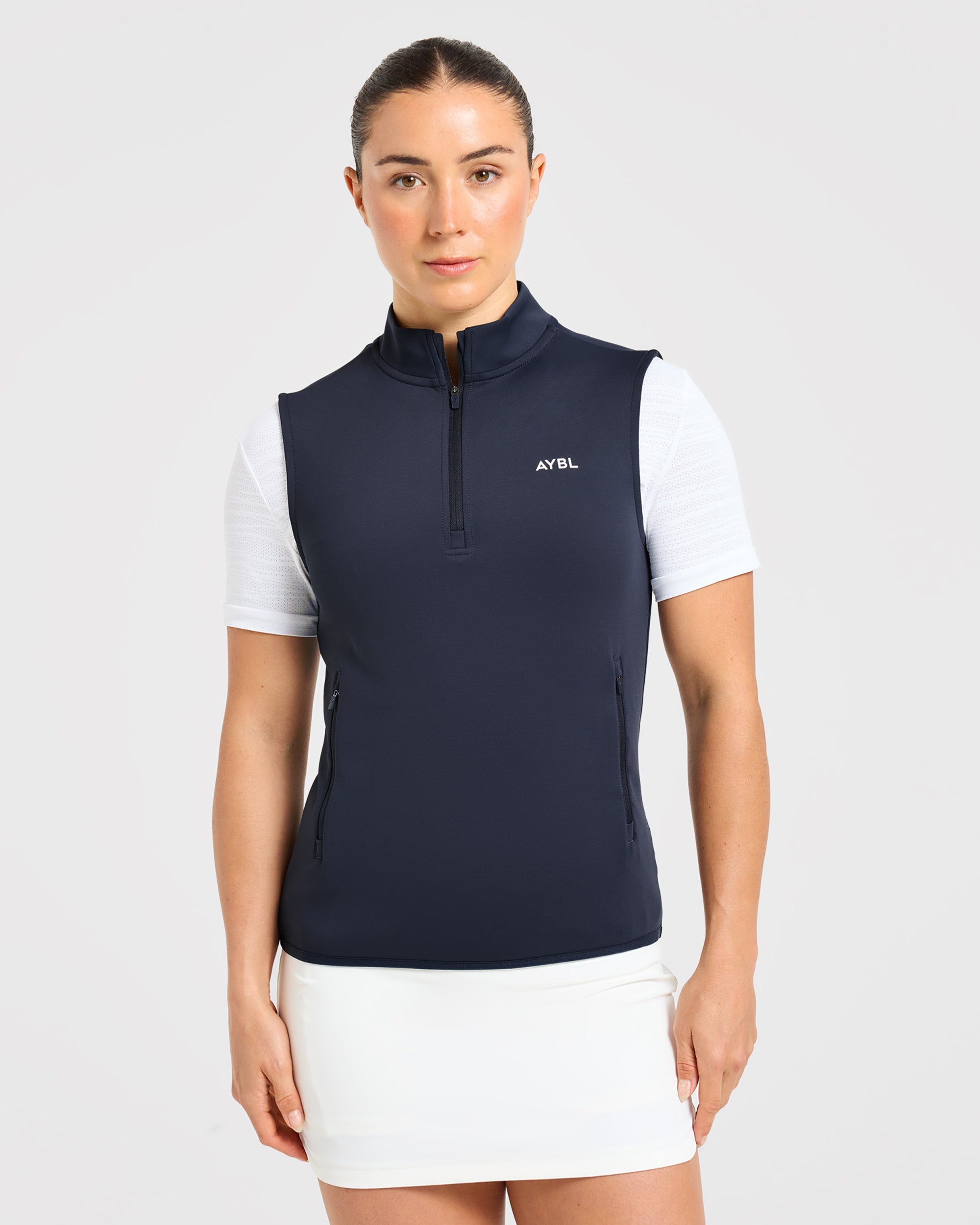 Classic 1/4 Zip Vest - Navy Blauw