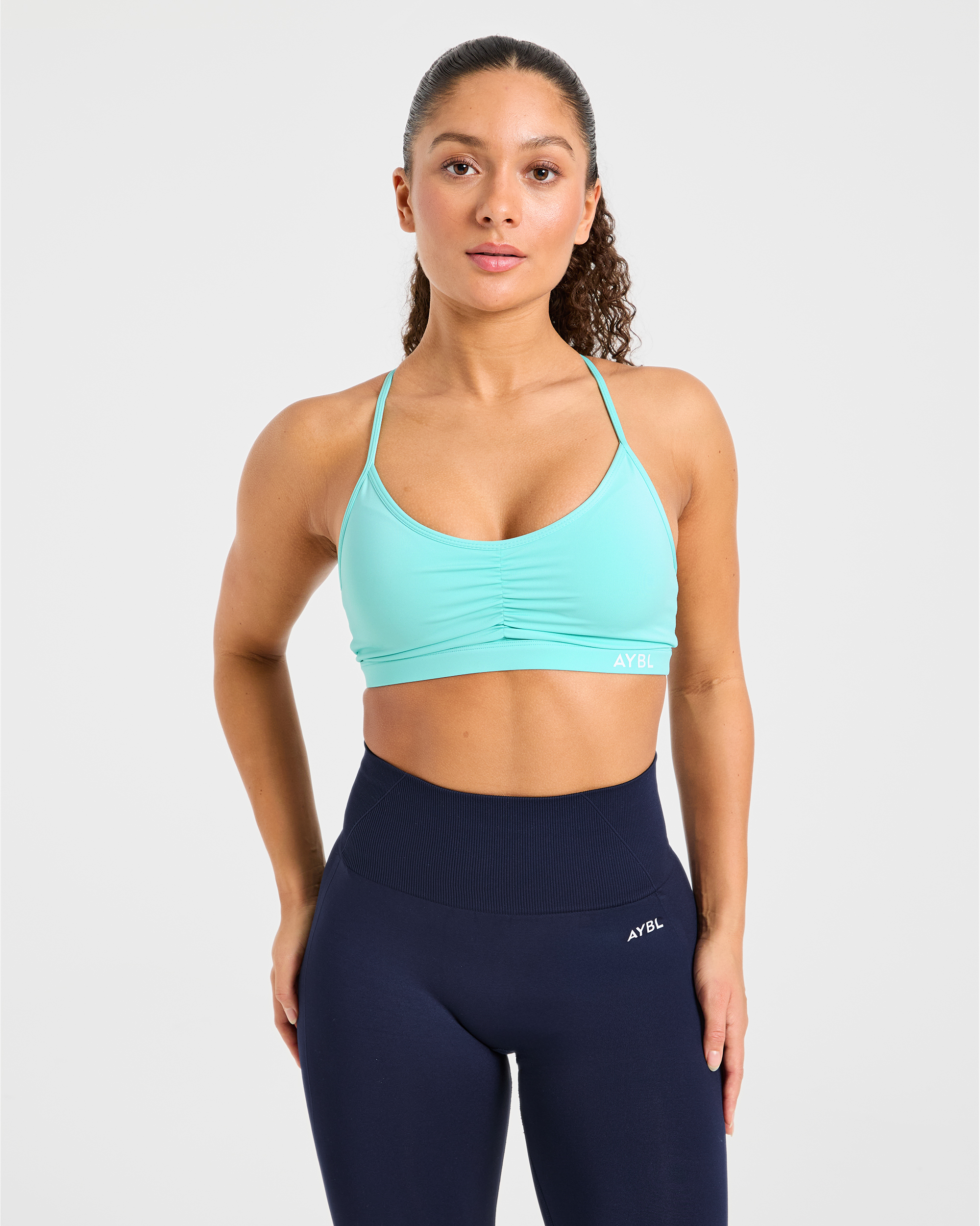 Essential Ruched Sports Bra - Soft Aqua