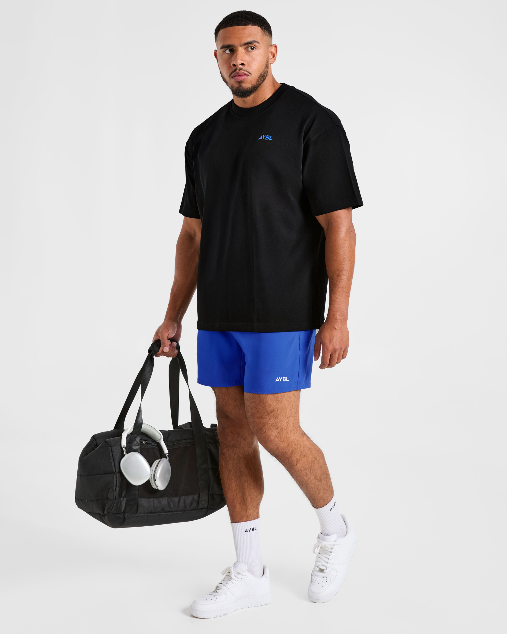 Essential Oversized T Shirt - Zwart/Cobalt
